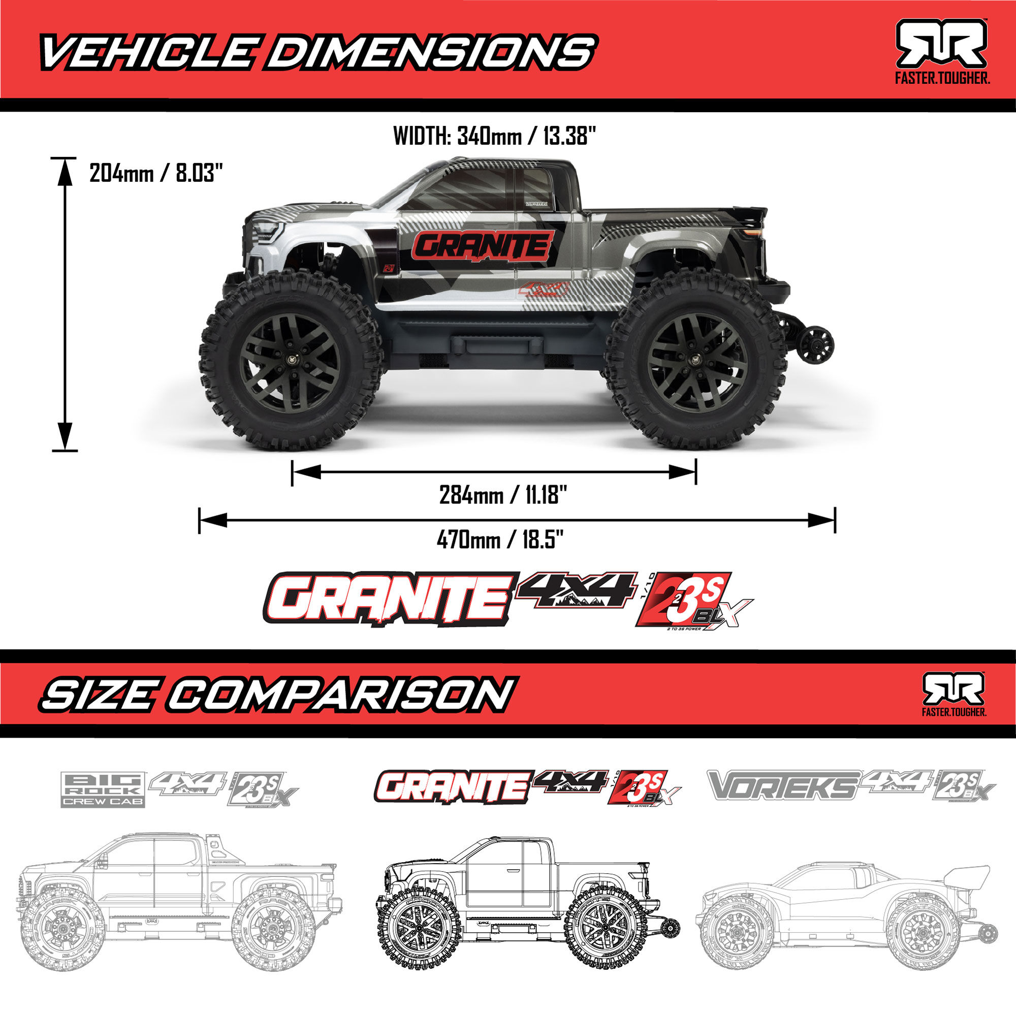 ARRMA 1/10 GRANITE 223S DSC 4X4 RTR Brushless Monster Truck, Blue