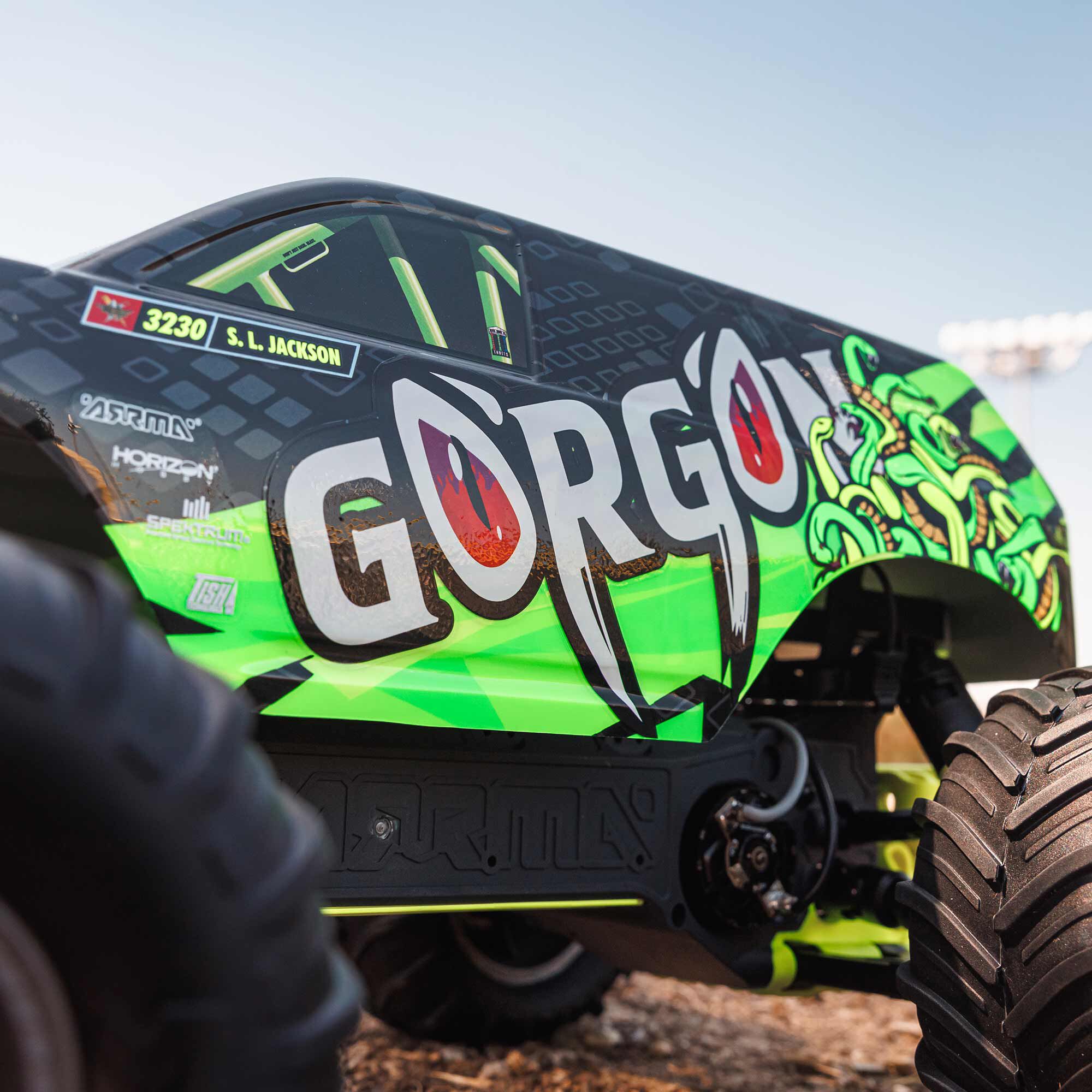 ARRMA 1/10 GORGON 2WD RTR Brushed Monster Truck (Battery & Charger Included), Yellow