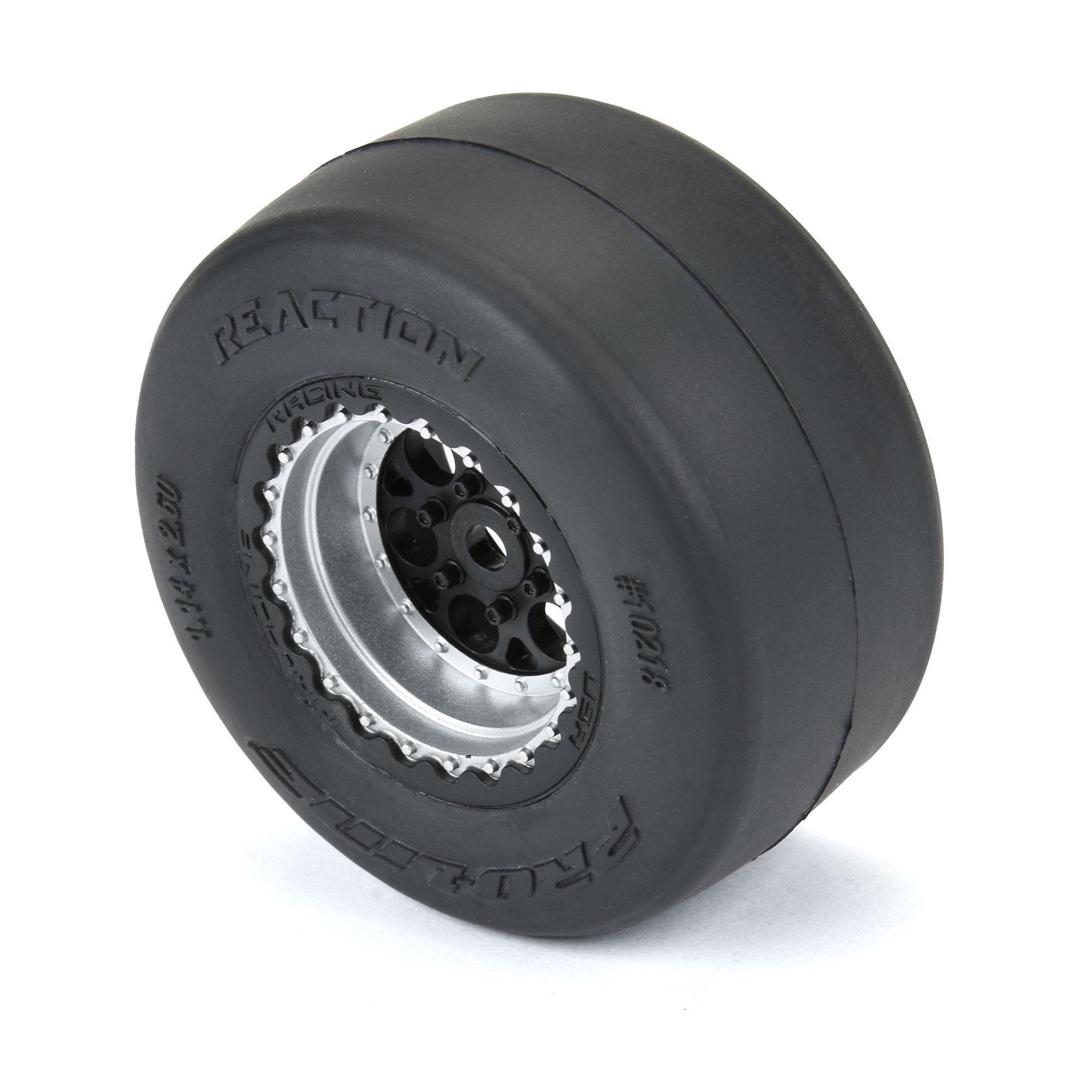 Pro-Line Racing 1/16 Reaction Rear Tires MTD 8mm Black/Silver (2): Losi Mini Drag