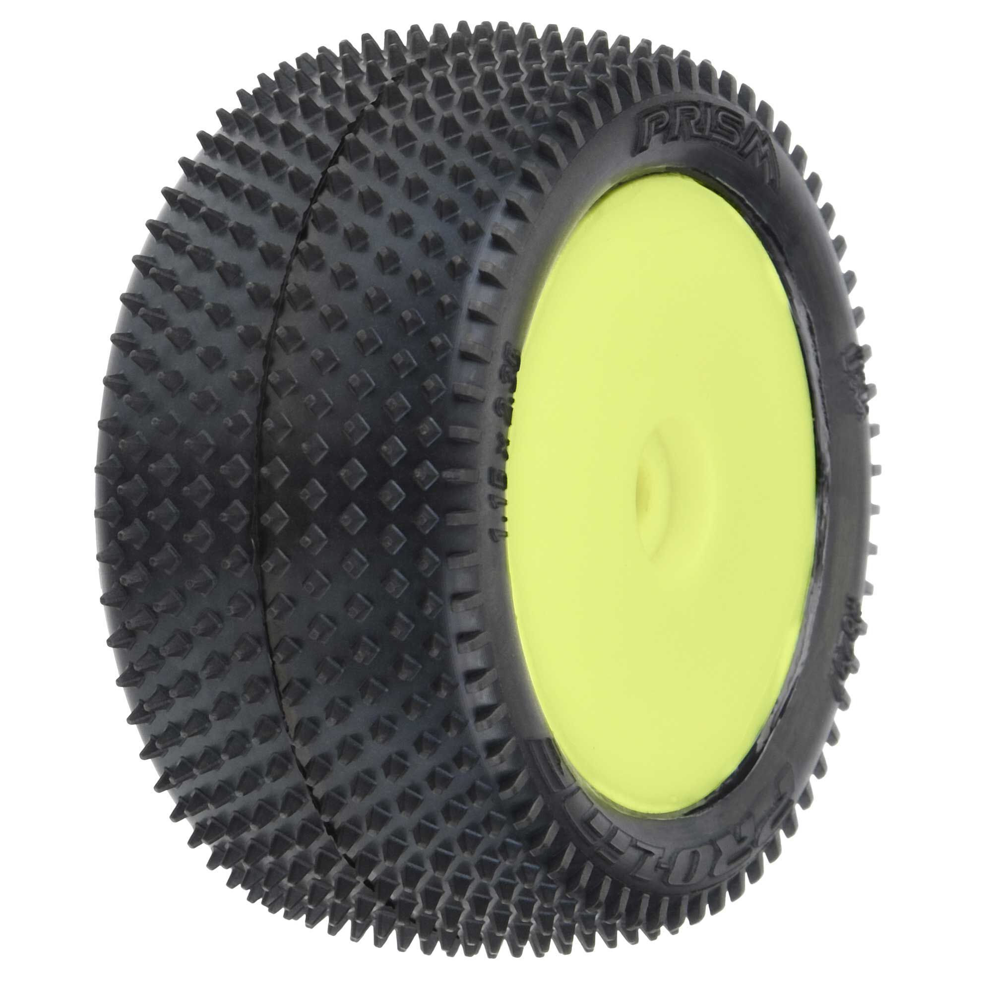 Pro-Line Racing 1/18 Prism Rear Carpet Mini-B Tires Mounted 8mm Yellow Wheels (2)