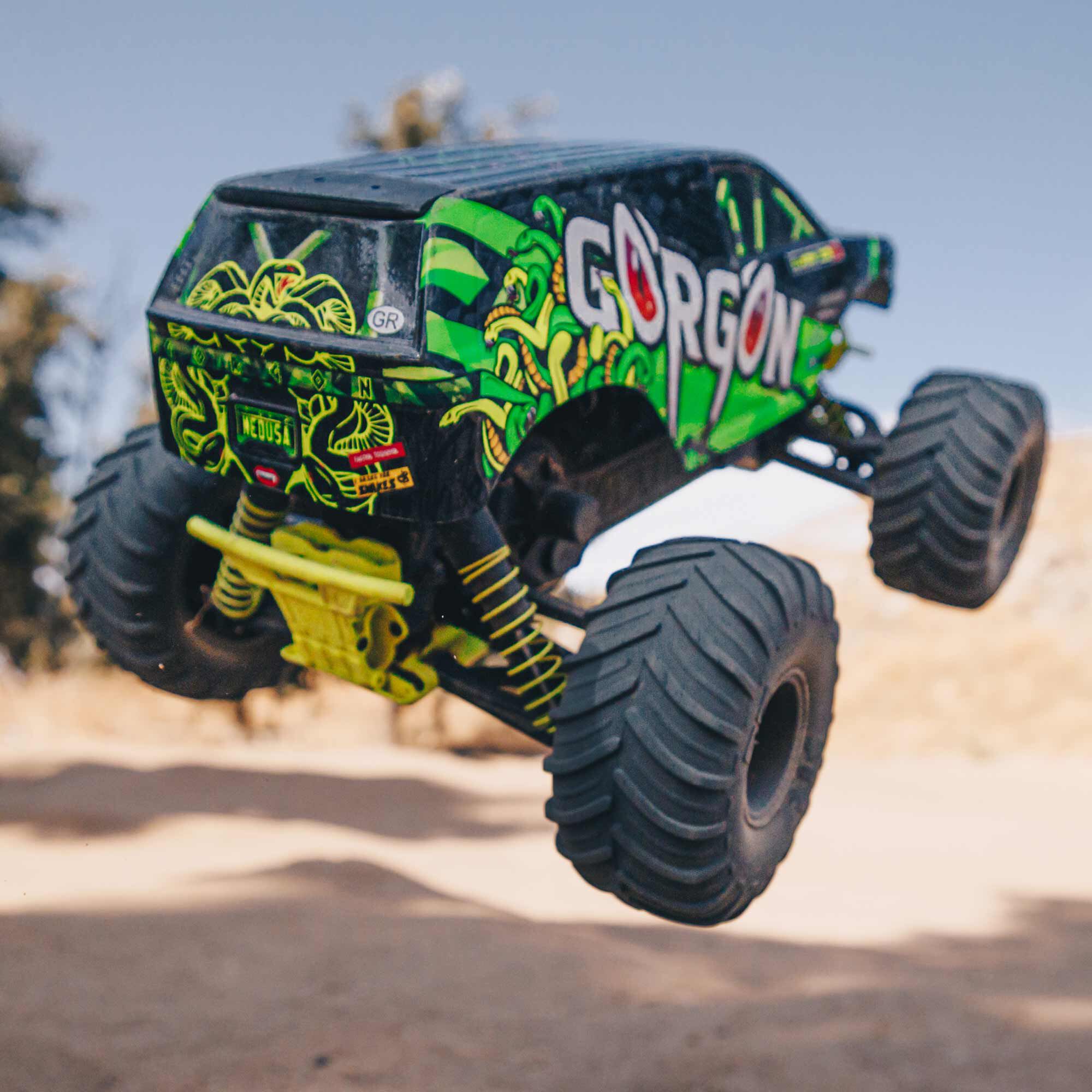 ARRMA 1/10 GORGON 2WD RTR Brushed Monster Truck (Battery & Charger Included), Yellow