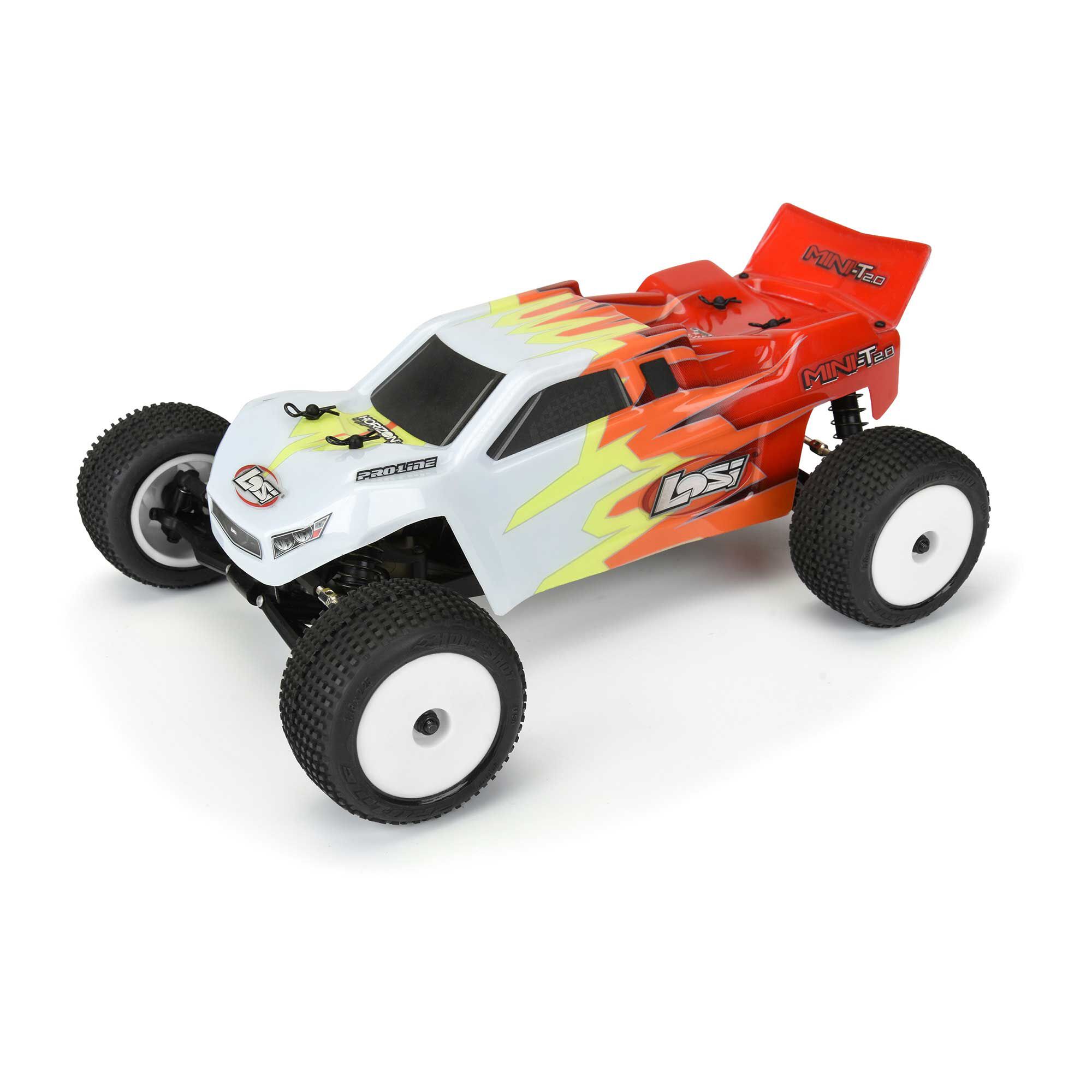 Pro-Line Racing 1/18 Hole Shot Front/Rear Mini-T Tires Mounted 8mm White Wheels (2)