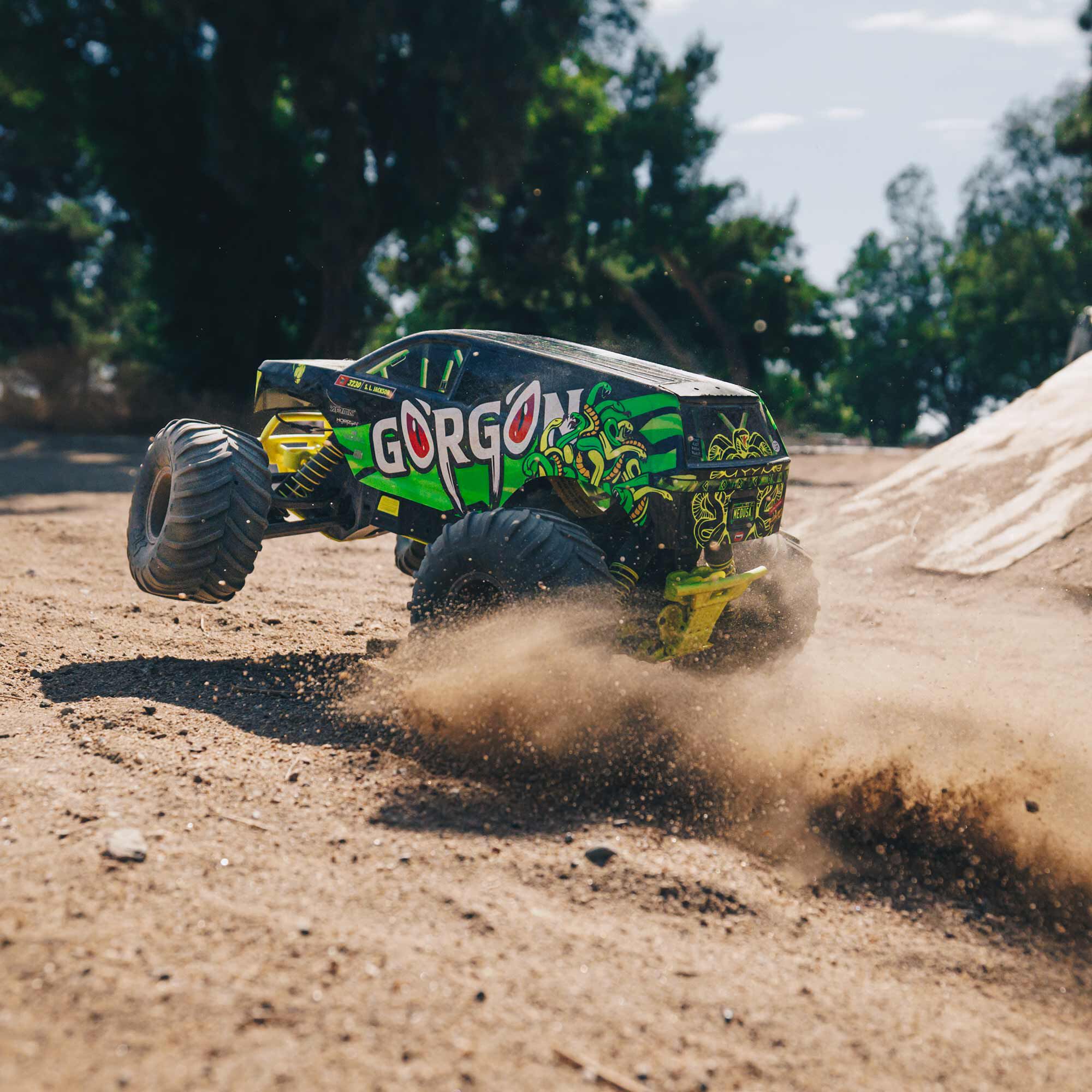 ARRMA 1/10 GORGON 2WD RTR Brushed Monster Truck (Battery & Charger Included), Yellow