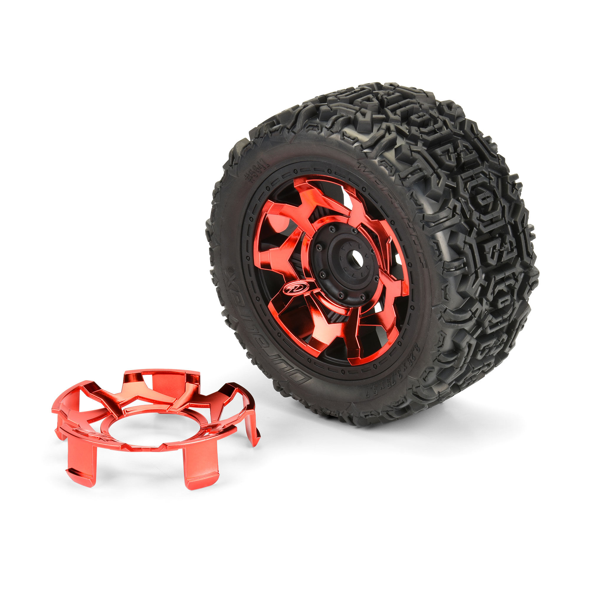 Duratrax Clip-Lock Wheel Face Red Chrome for Ripper 5.7" Wheel (2)