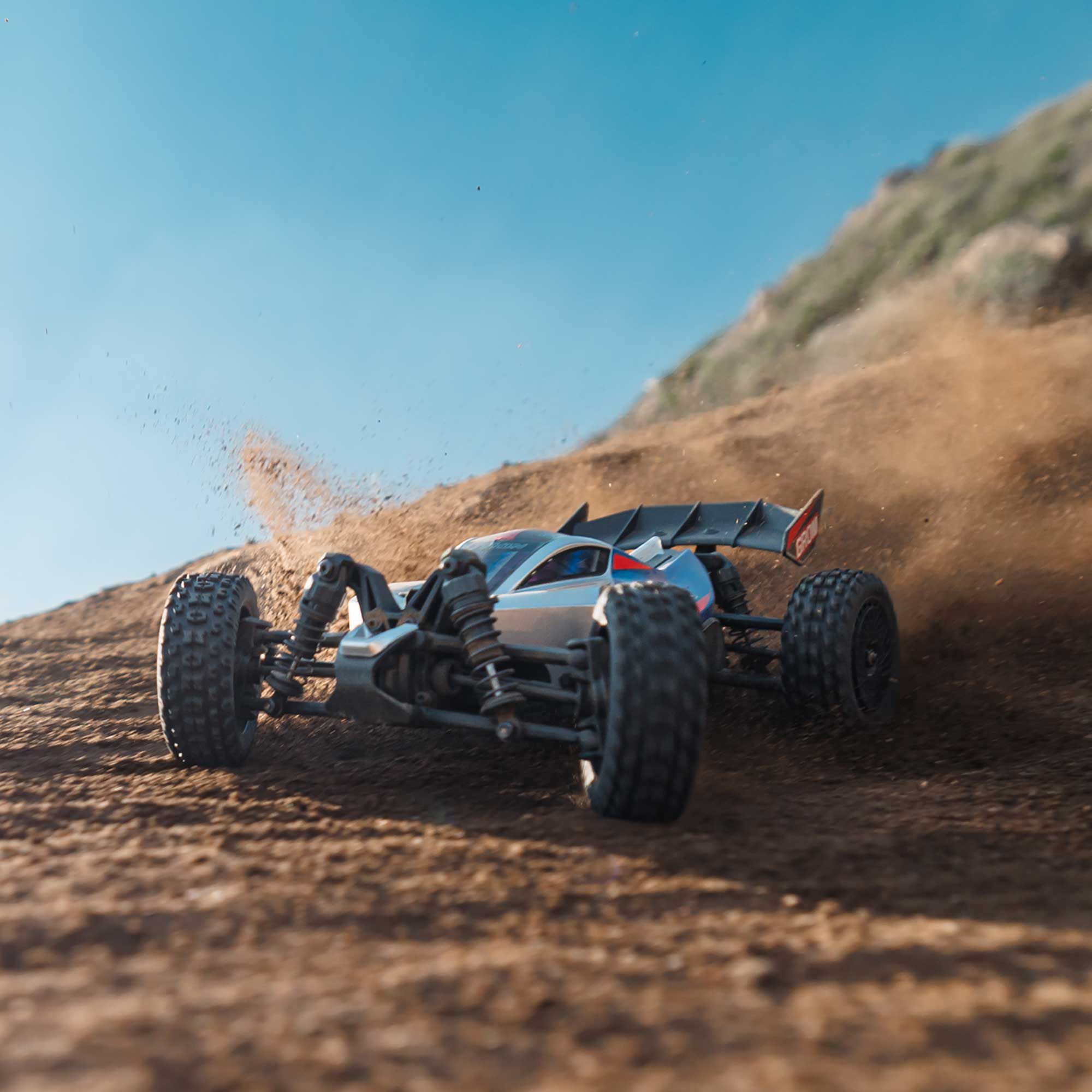 ARRMA 1/14 TYPHON GROM 4X4 RTR Brushed Buggy (Battery & Charger Included), Blue/Silver