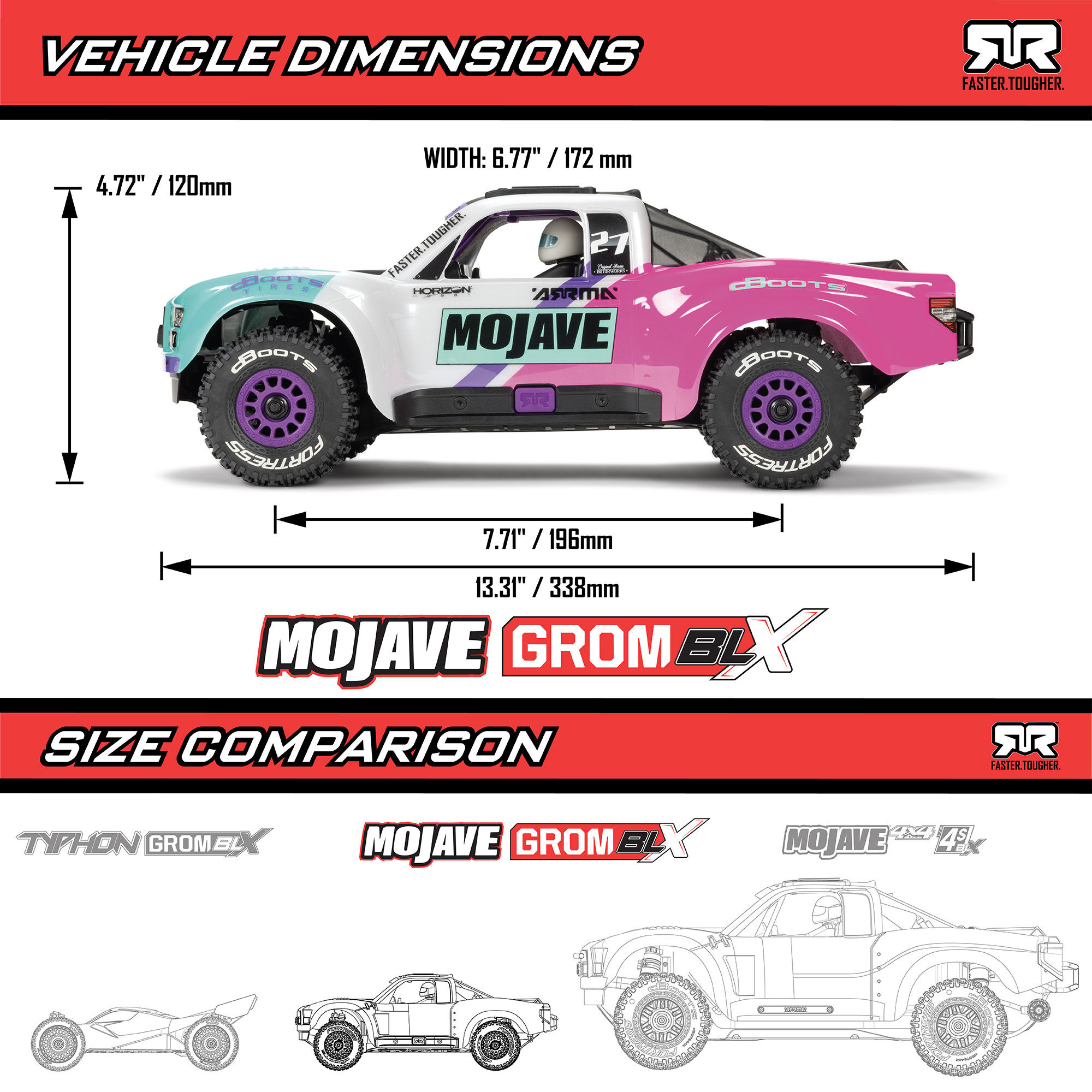 ARRMA 1/16 MOJAVE GROM 223S DSC 4X4 RTR Brushless Desert Truck, Teal (Battery & Charger Included)
