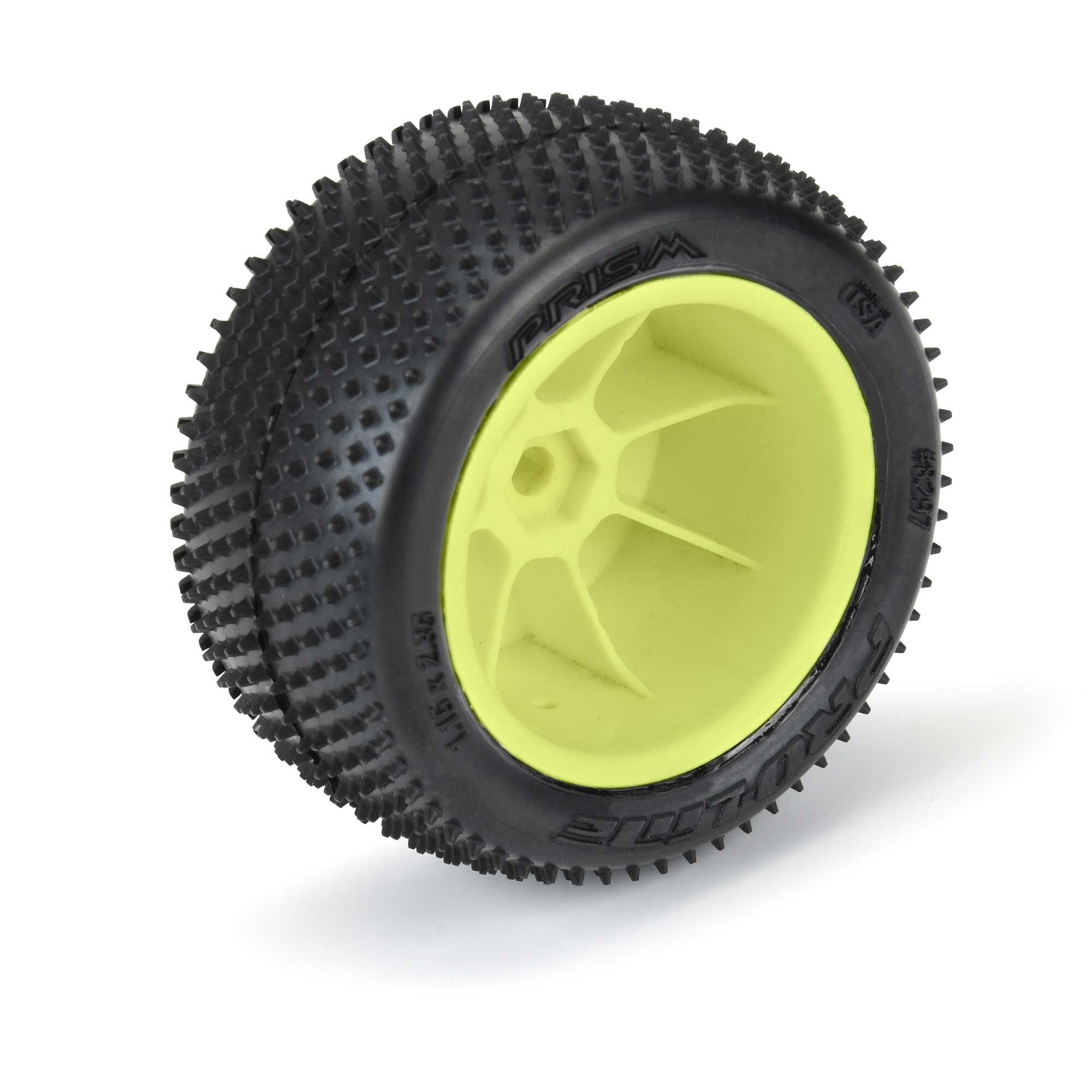 Pro-Line Racing 1/18 Prism Rear Carpet Mini-B Tires Mounted 8mm Yellow Wheels (2)