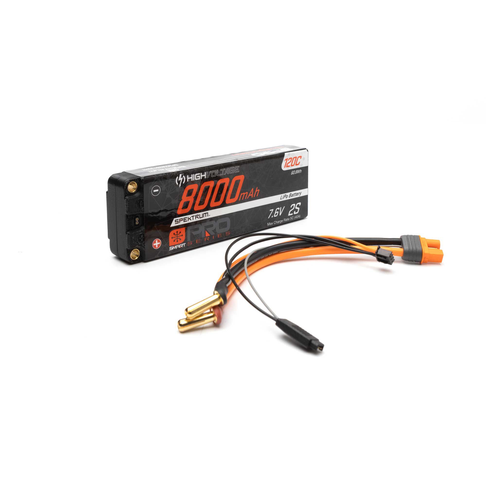 Spektrum Accessories 7.6V 8000mAh 2S 120C Smart Pro Race Hardcase LiHV Battery: Tubes, 5mm