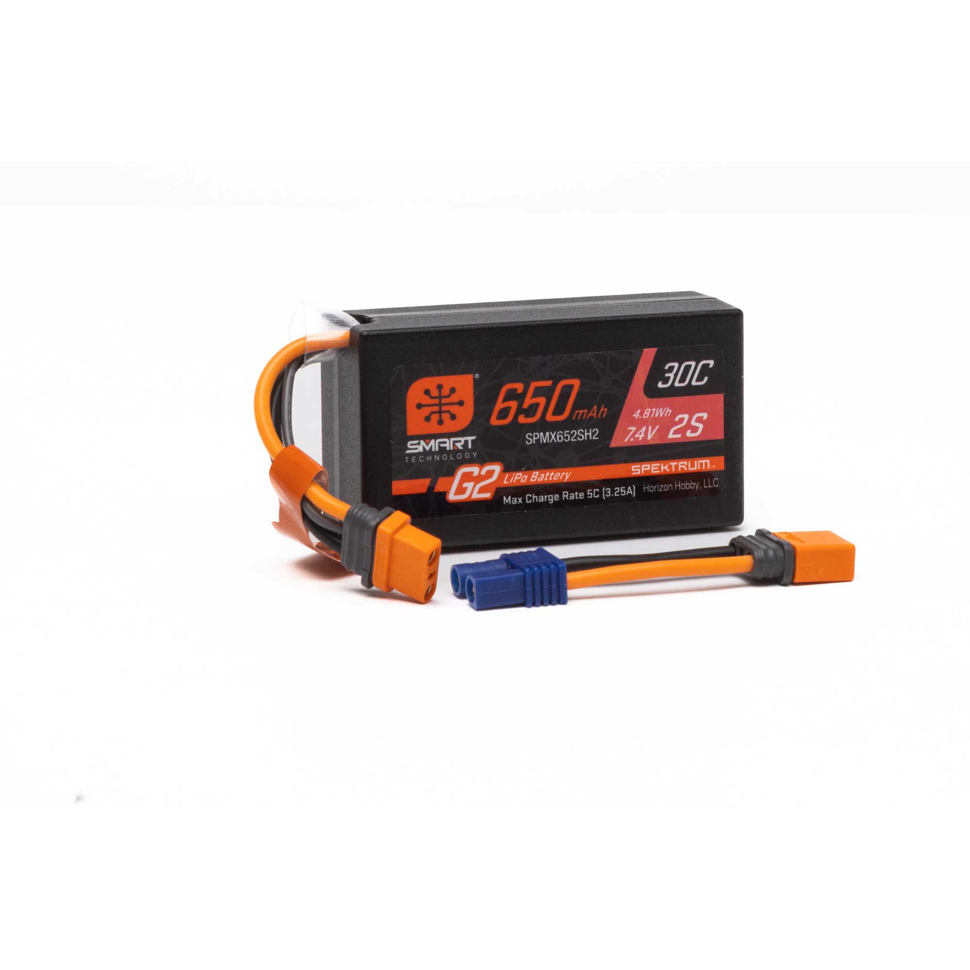 Spektrum Accessories 7.4V 650mAh 2S Smart G2 Hardcase 30C LiPo: IC2