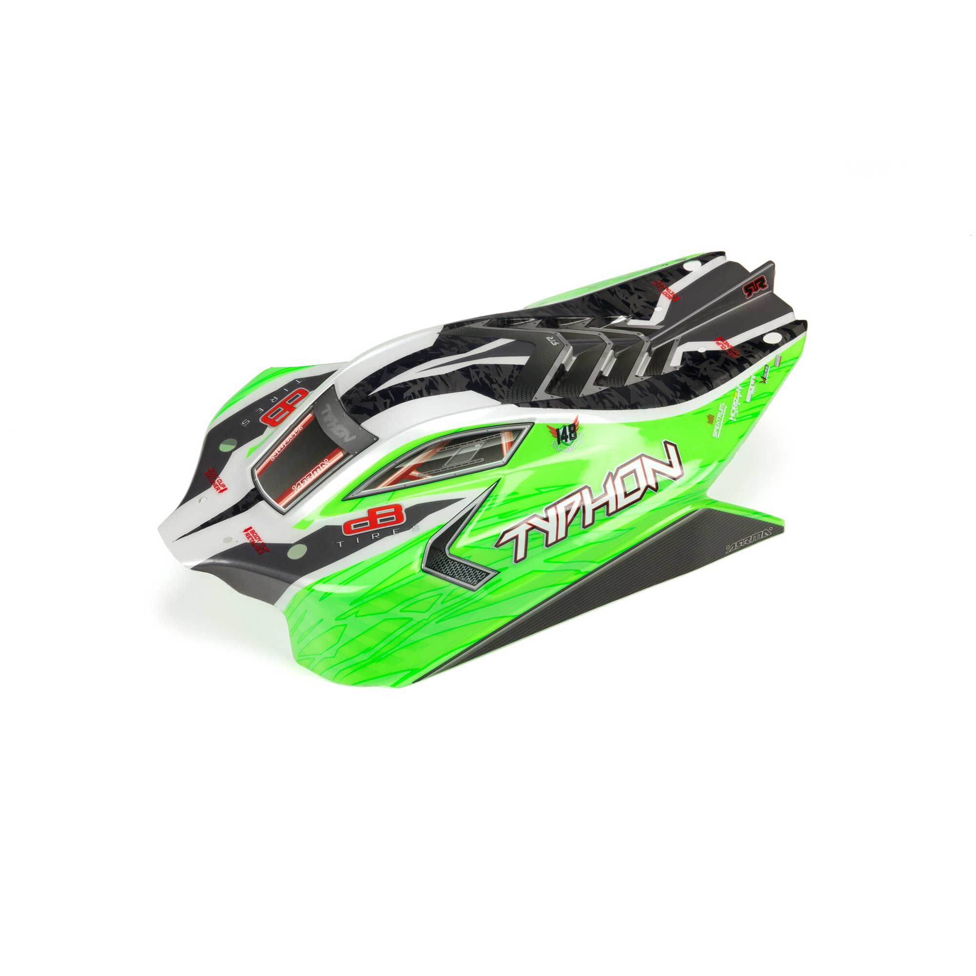 ARRMA 1/8 Painted and Trimmed Body with Decals, Green: TYPHON 4X4 BLX
