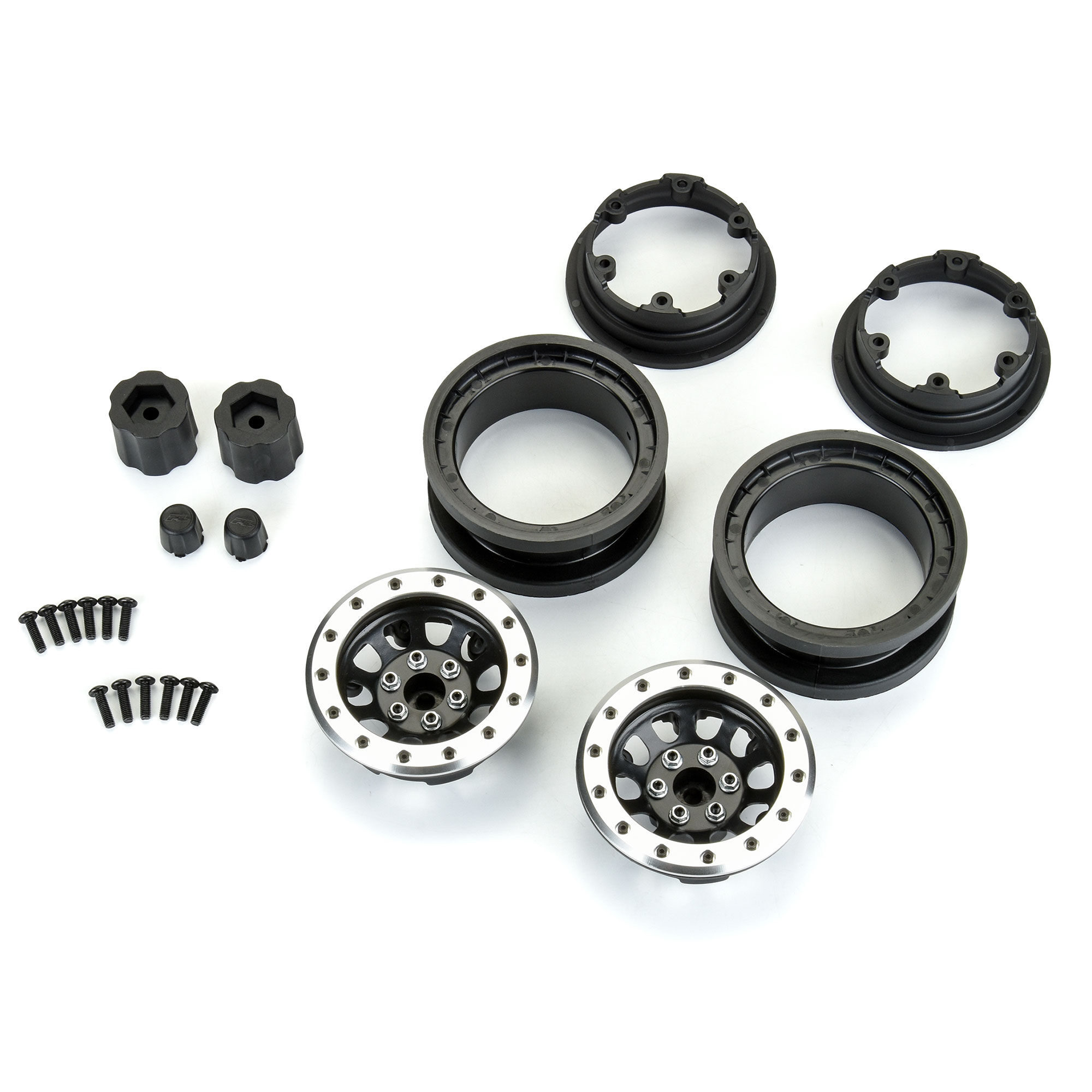 Pro-Line Racing 1/6 Steelies Stamped Steel 2.9" Dual Offset SCX6 Wheels Silver/Black