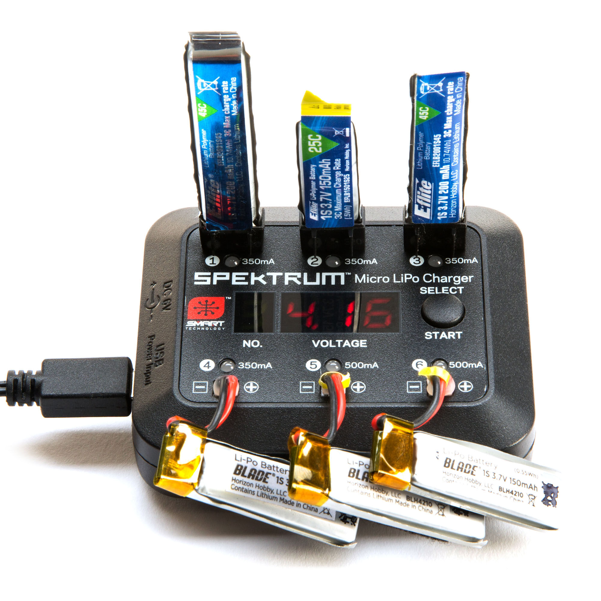 Spektrum S63 Micro 6-port DC/USB 1S LiPo Charger