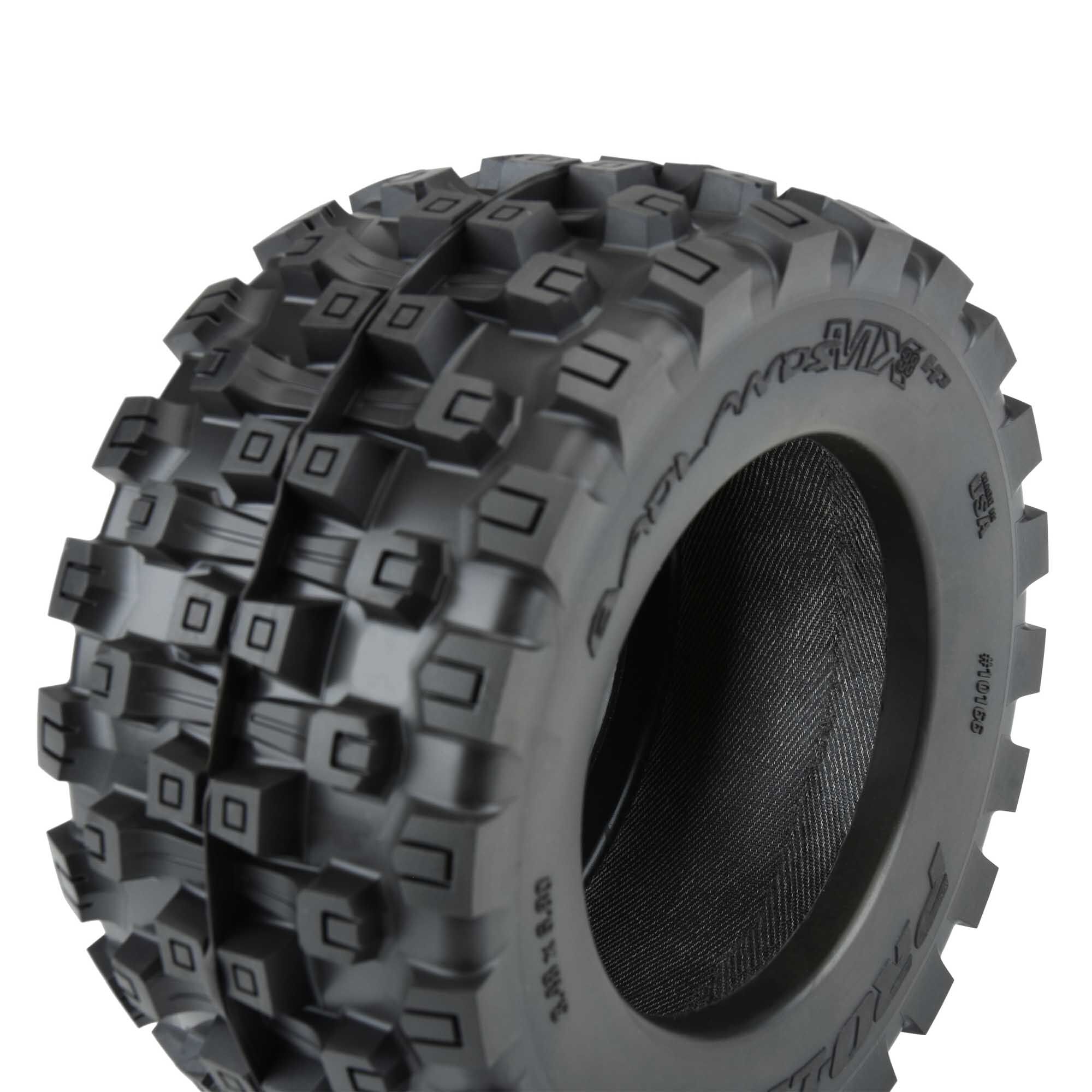 Pro-Line Racing 1/8 Badlands MX38 HP BELTED F/R 3.8" MT Mounted 17mm Black Raid (2)