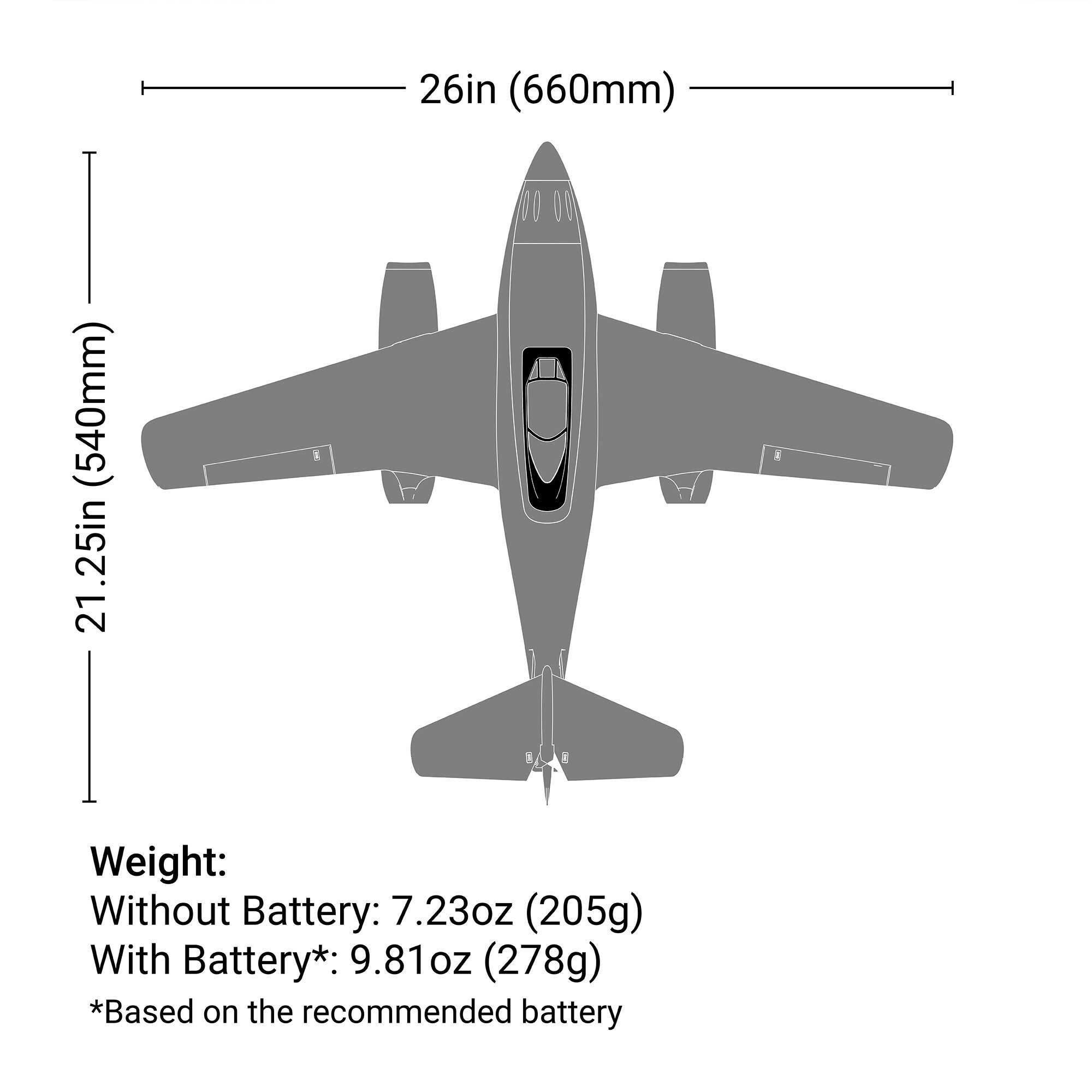 E-flite UMX Me 262 30mm EDF Jet BNF Basic with AS3X and SAFE Select, 660mm