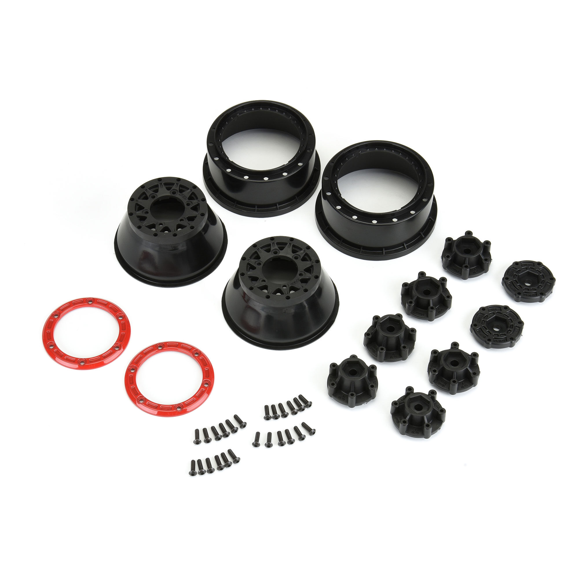 Pro-Line Racing 1/10 Raid Bead-Loc Fr/Rr 2.2"/3.0" 12 & 14mm SC Wheels (2) Red/Black