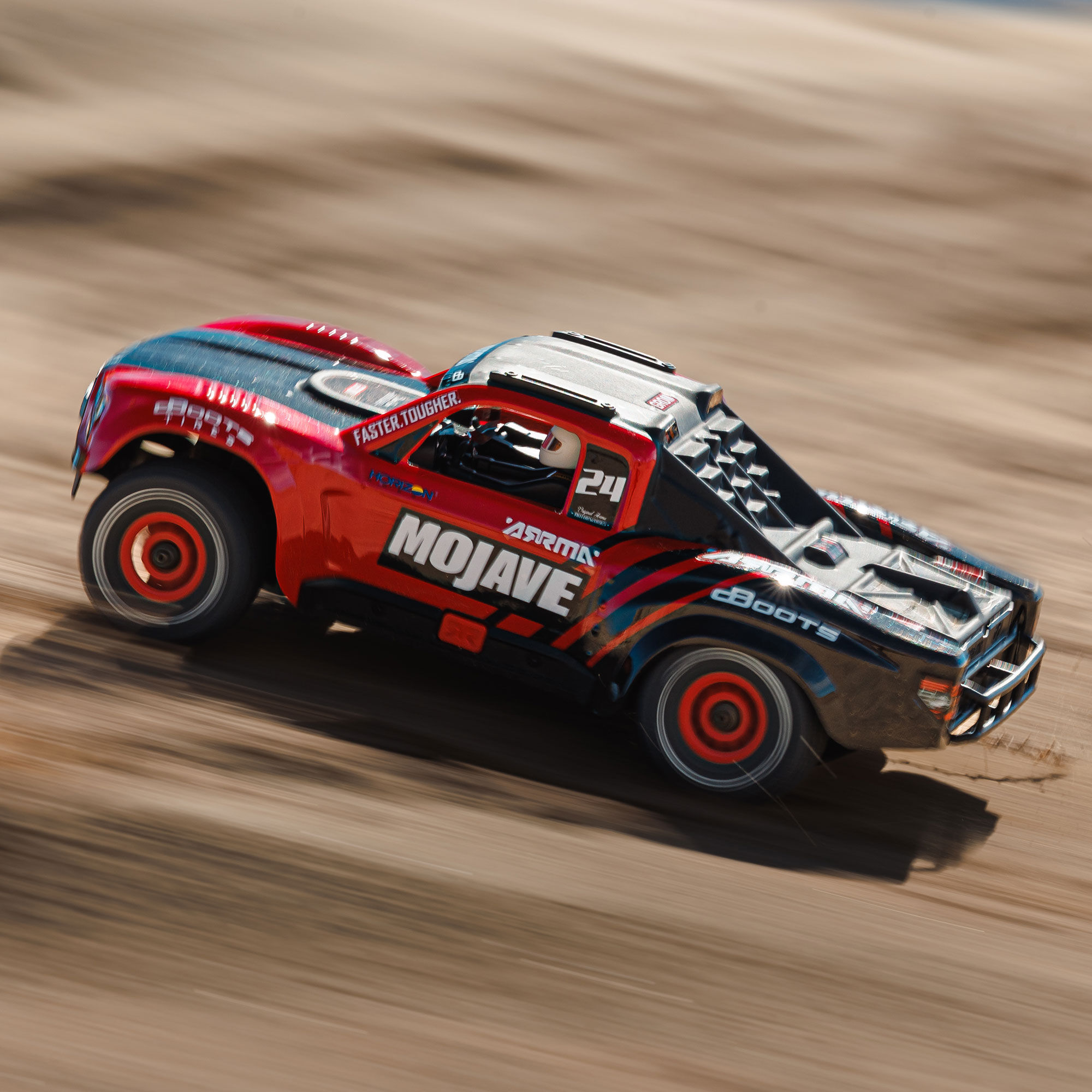ARRMA 1/16 MOJAVE GROM 4X4 RTR Brushed Desert Truck (Battery & Charger Included), Red/Black