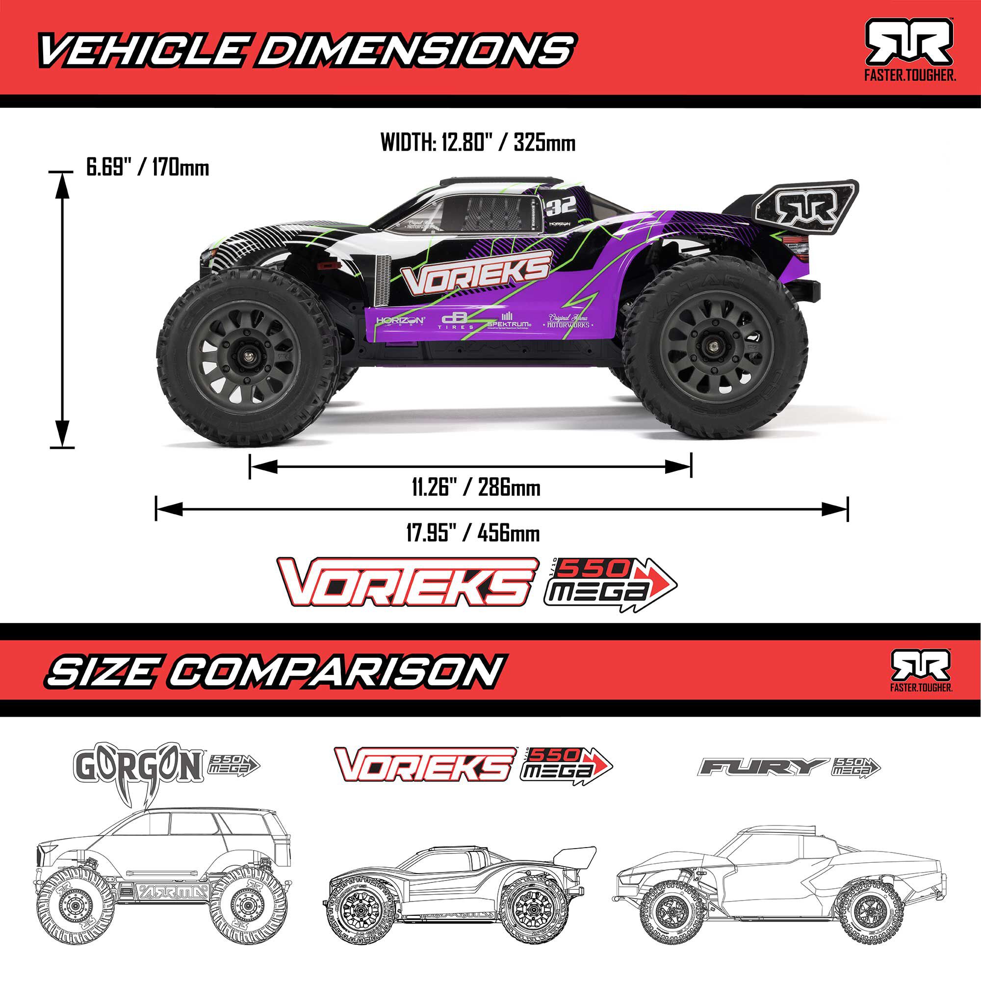 ARRMA 1/10 VORTEKS 2WD RTR Brushed Stadium Truck (Battery & Charger Included), Orange