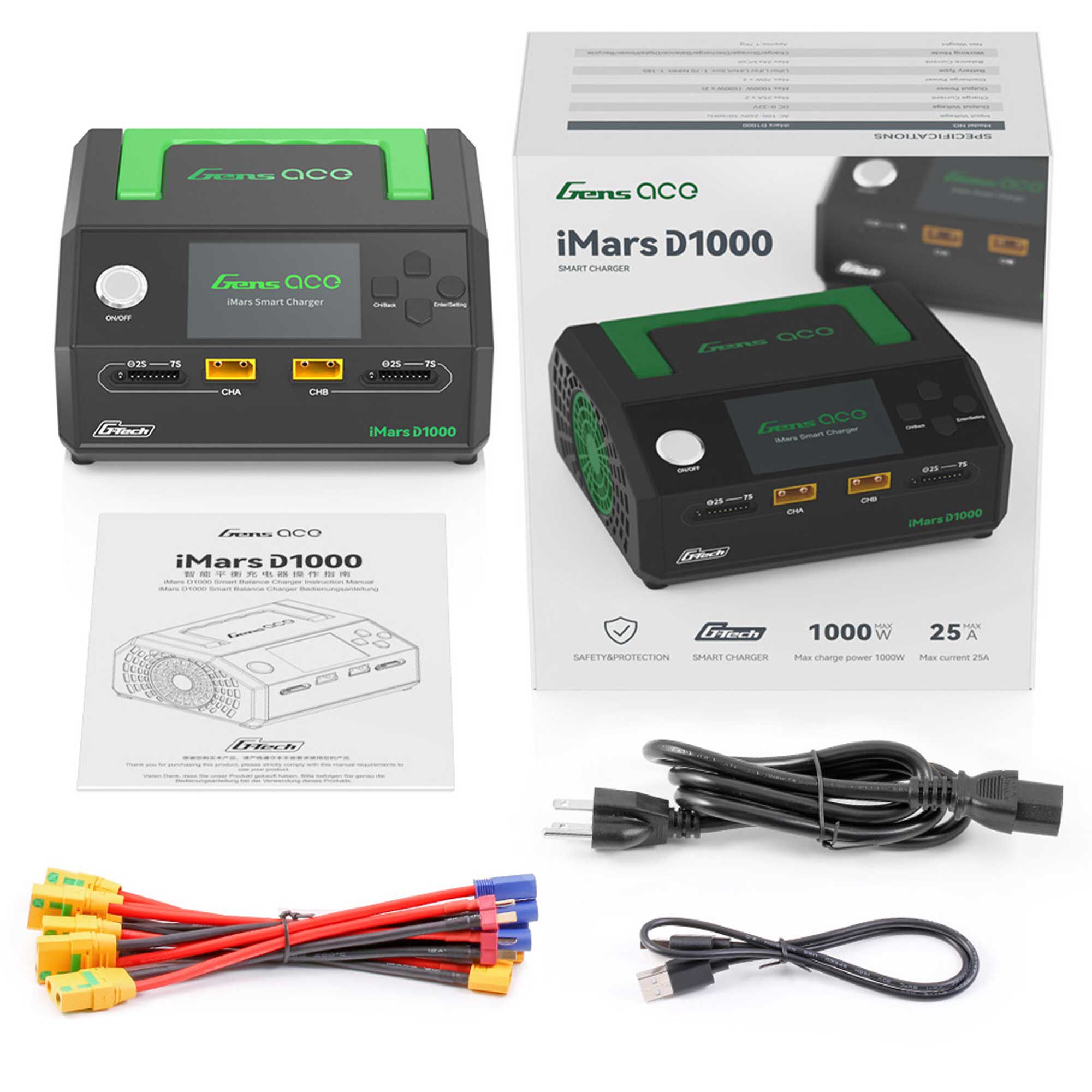 Gens ace D1000 AC 1000W 25A G-Tech Smart Charger