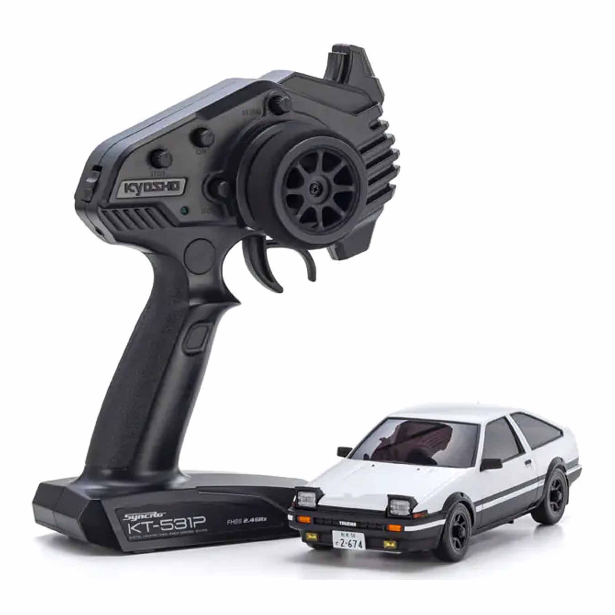 Kyosho 1/28 Toyota Sprinter Trueno AE86 MR-02 2WD Touring Car RTR, Silver