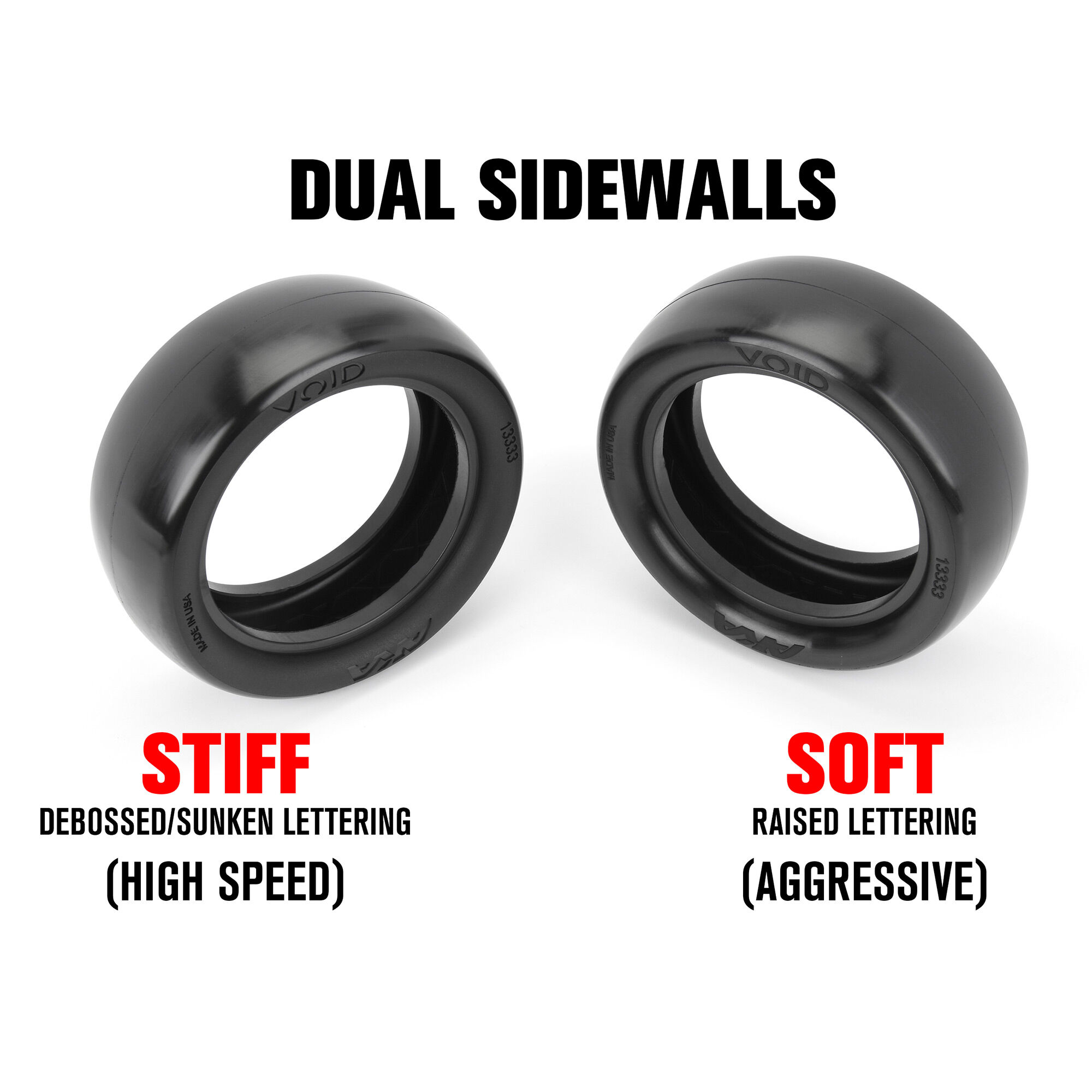 AKA PRODUCTS, INC. 1/10 Void Medium Soft 2WD/4WD Front 2.2" Off-Road Buggy Tires (2)