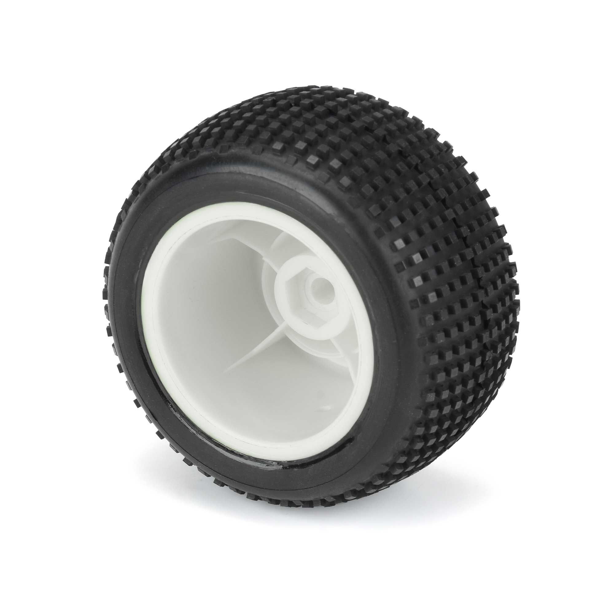 Pro-Line Racing 1/18 Hole Shot Front/Rear Mini-T Tires Mounted 8mm White Wheels (2)