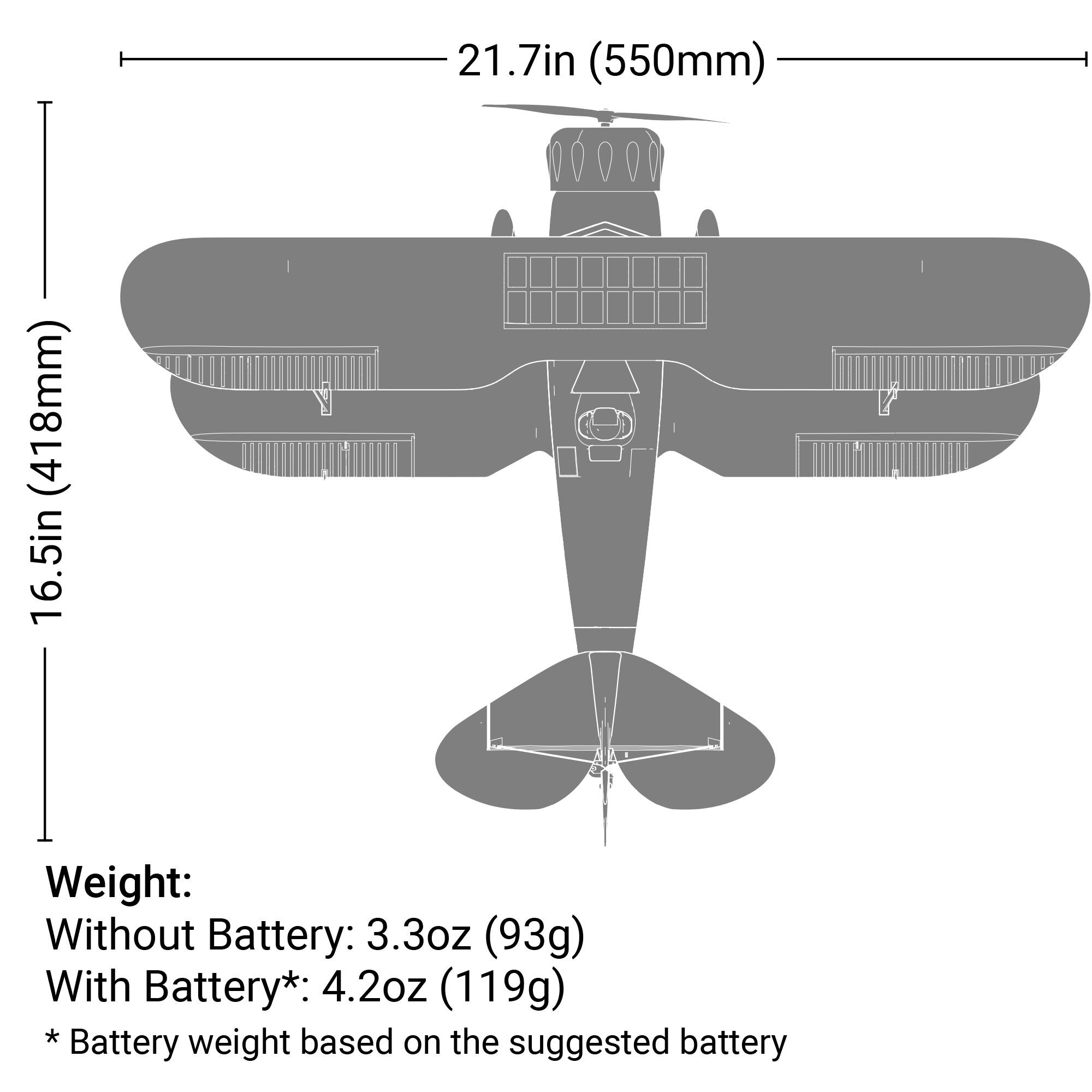 E-flite UMX WACO BNF Basic with AS3X and SAFE Select, Yellow