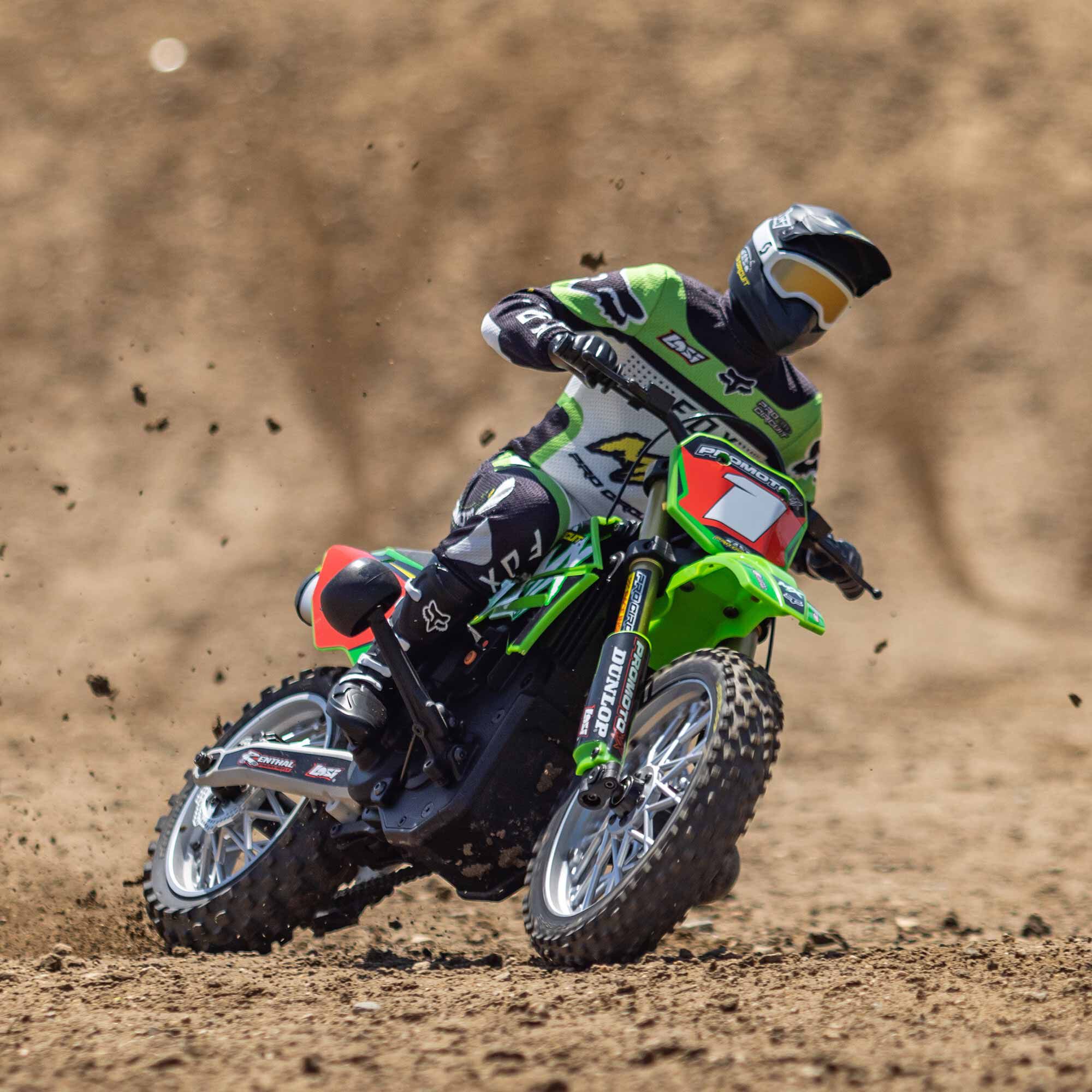 Losi 1/4 Promoto-MX Pro Circuit 2S RTR Brushless Motorcycle (Battery and Charger Included), Green