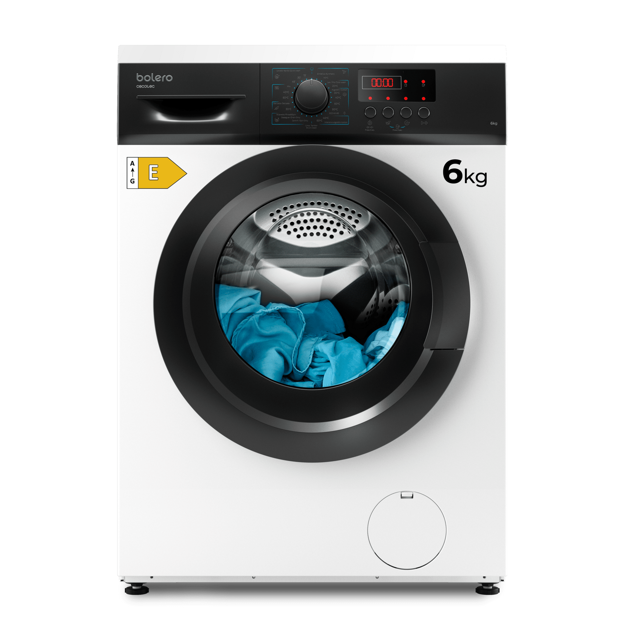 Bolero DressCode 6000N Lavadora de 6 kg de capacidad y 1000 rpm, 8 programas y panel de control con display LED
