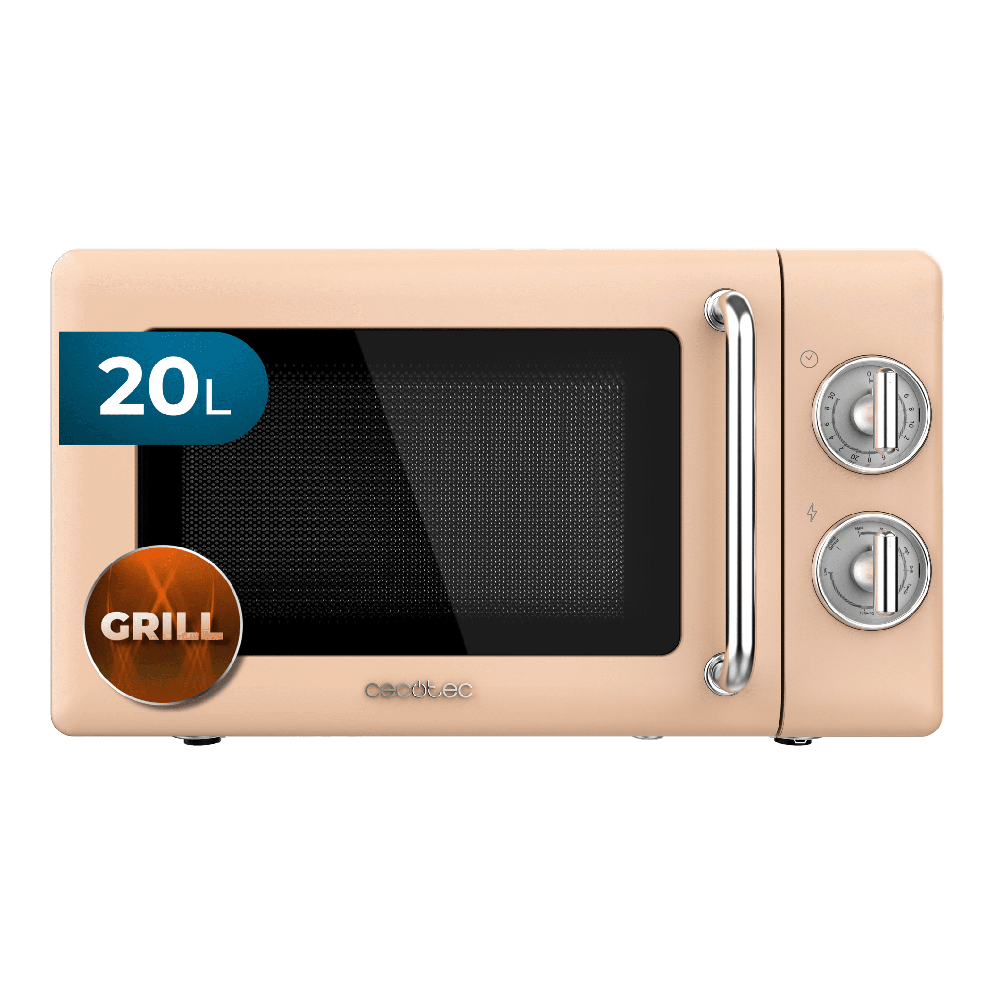 ProClean 3110 Retro Beige Microondas mecánico con grill de 20 L y 700 W.