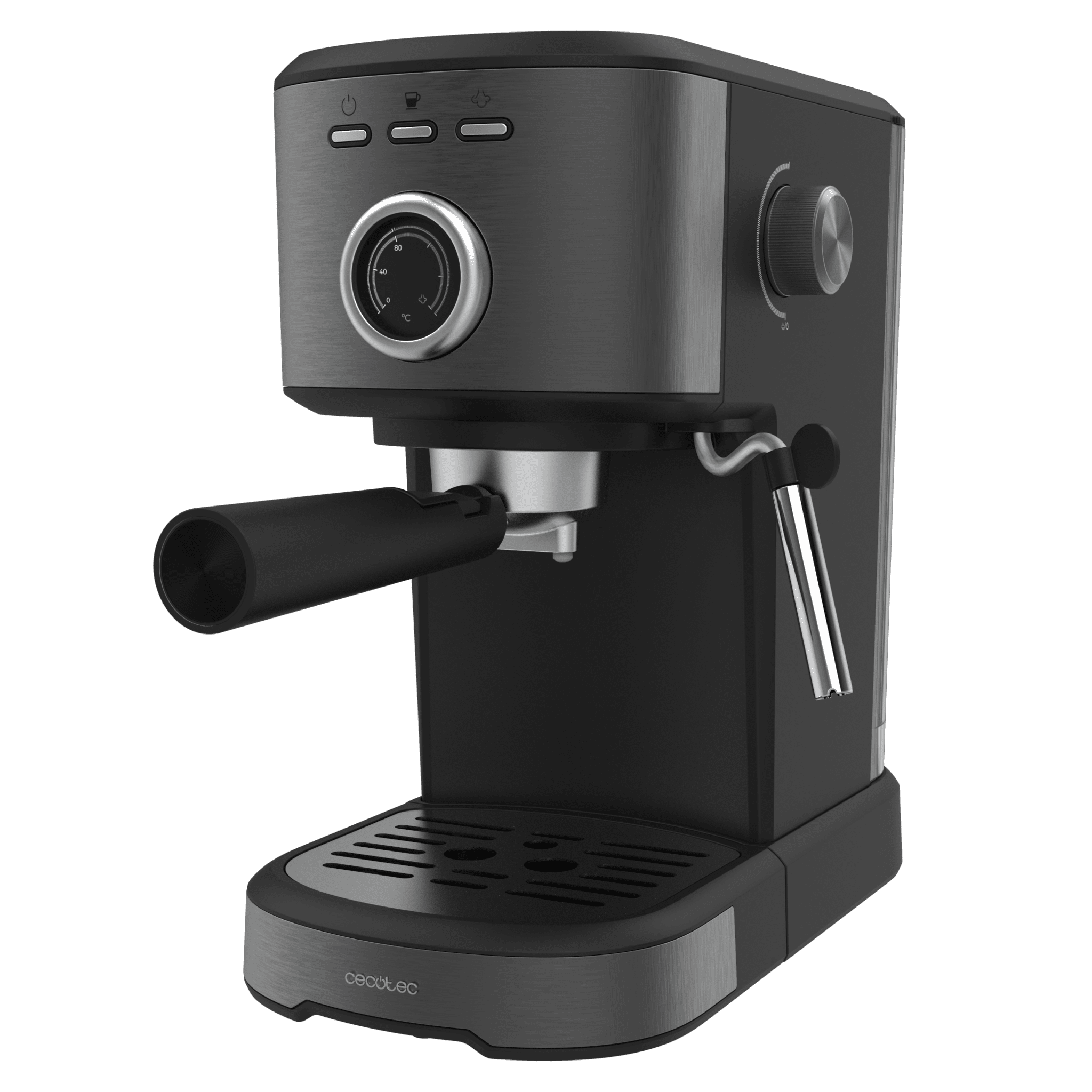 Power Espresso 20 Pecan Steel Cafetera express digital, con 20 bares y vaporizador orientable.
