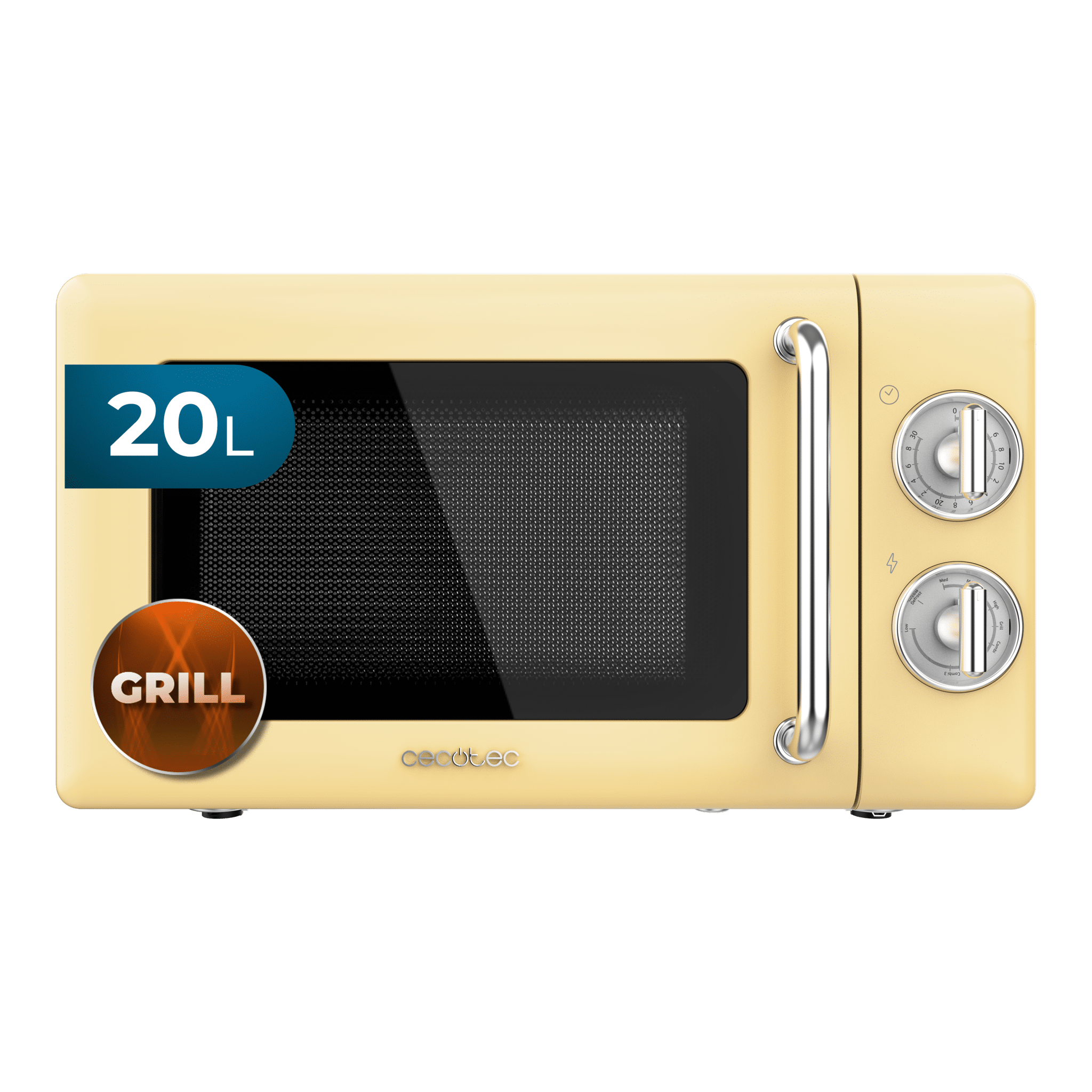 ProClean 3110 Retro Yellow Microondas mecánico con grill de 20 L y 700 W