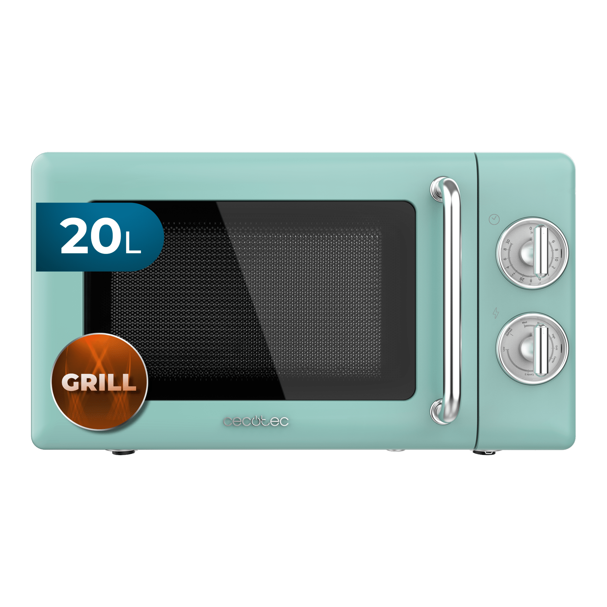 ProClean 3110 Retro Green Microondas mecánico con grill de 20 L y 700 W.