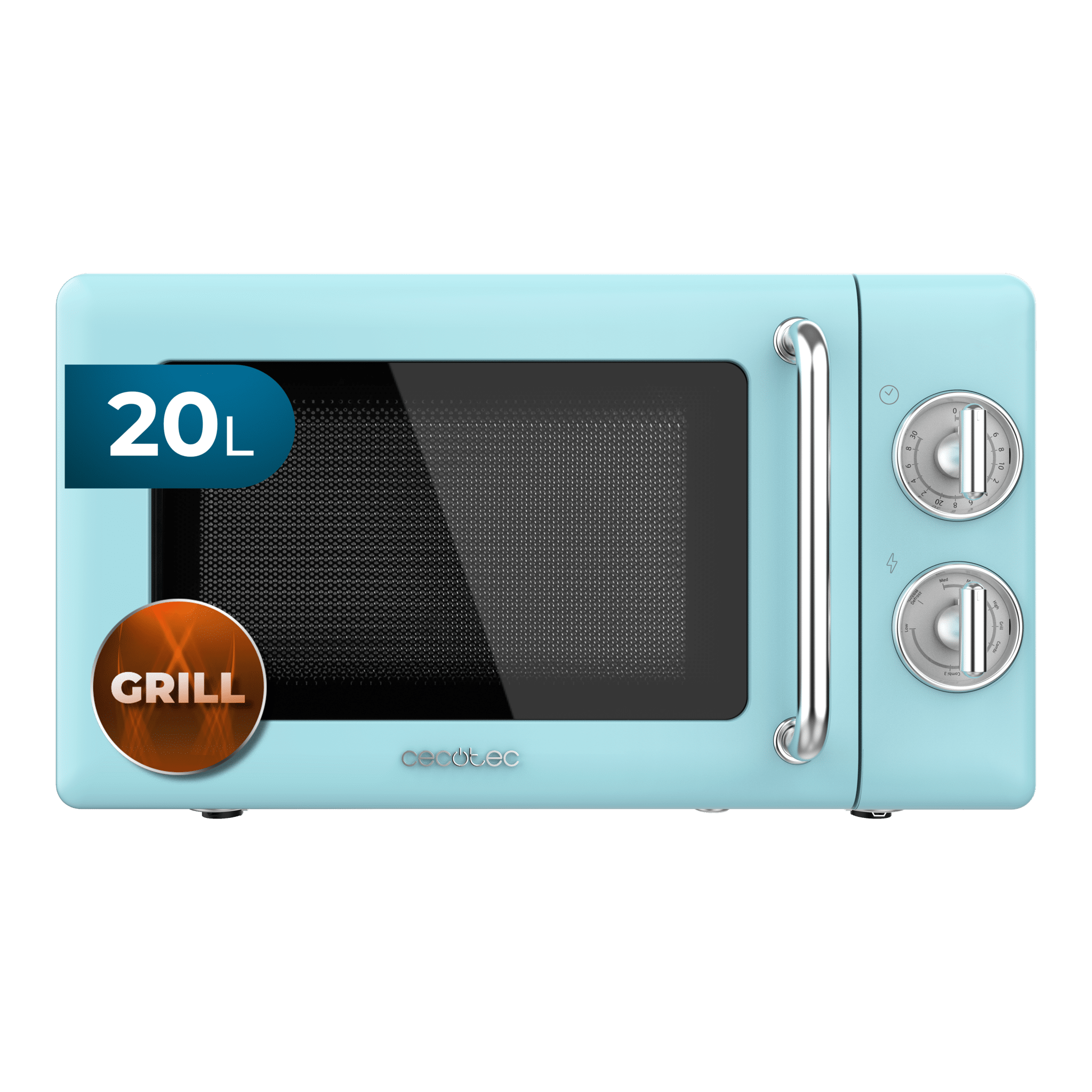 ProClean 3110 Retro Blue Microondas mecánico con grill de 20 L y 700 W.