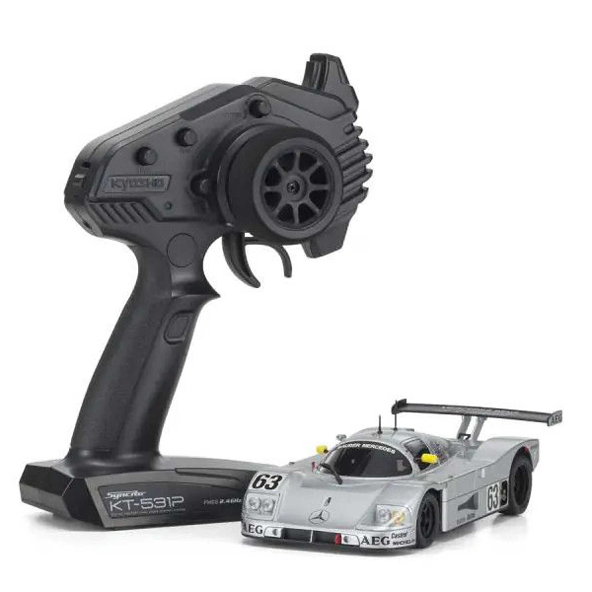 Kyosho 1/28 1988 Sauber-Mercedes Gruppe-C-Rennsportwagen C9 MINI-Z RWD RTR, Silver