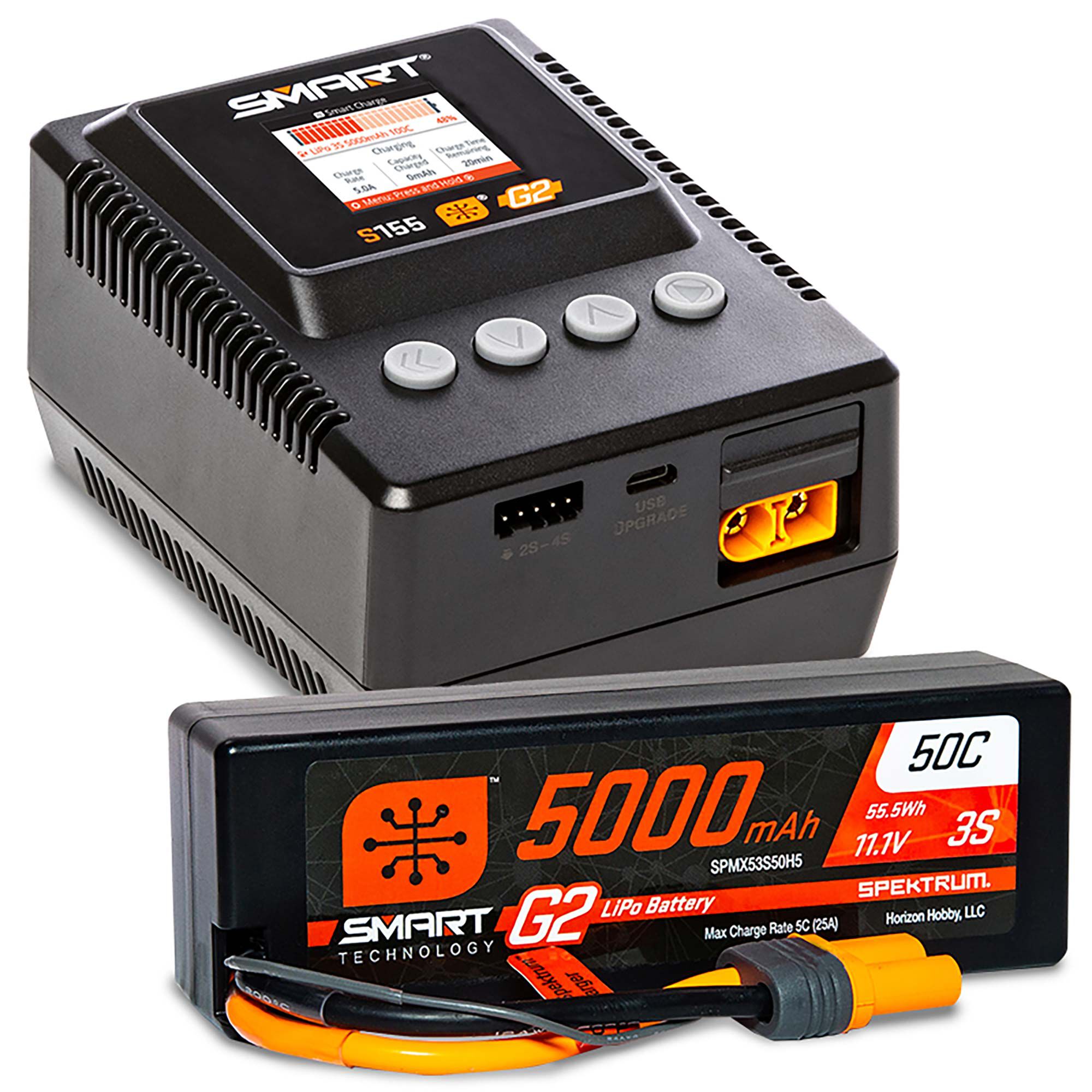 Spektrum Accessories Smart Powerstage 3S Surface Bundle: G2 5000mAh 3S LiPo IC5 & S155 Charger