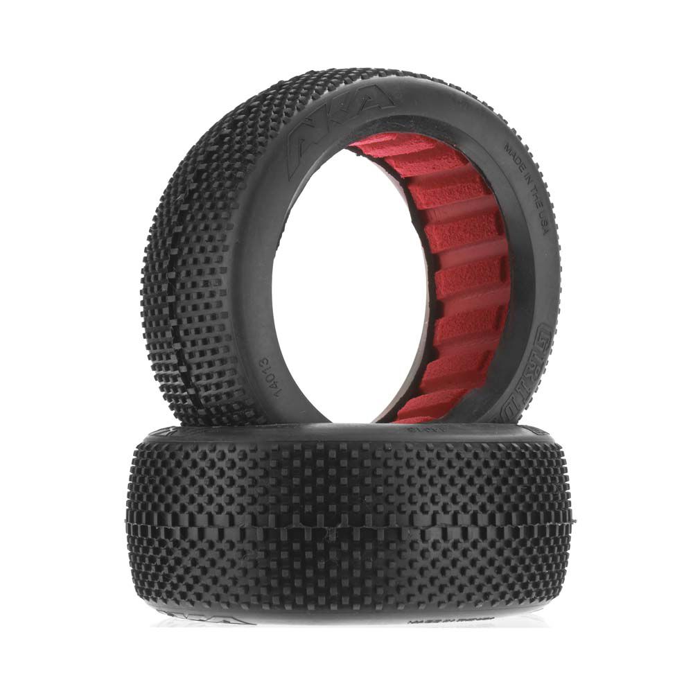 AKA PRODUCTS, INC. 1/8 Gridiron II Soft Long Wear Tires, Red Inserts (2): Buggy