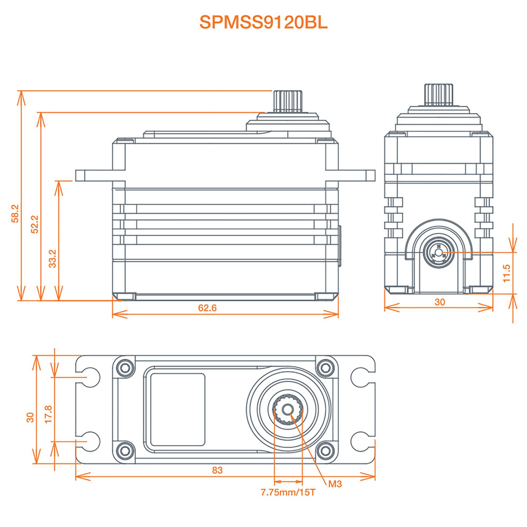 Spektrum S9120BL 1/5 Digital HV High Torque Brushless Metal Gear Surface Servo
