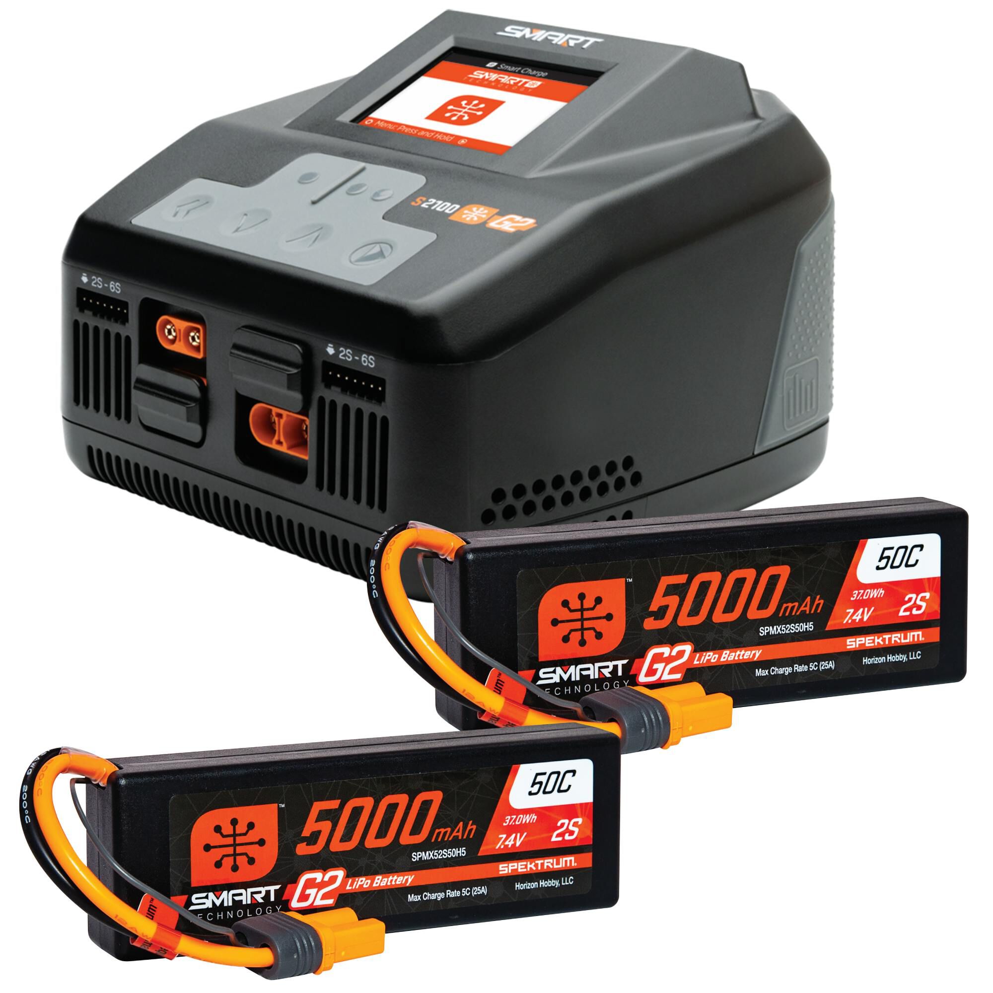 Spektrum Accessories Smart Powerstage 4S Surface Bundle: (2) G2 5000mAh 2S LiPo IC5 & S2100 Charger