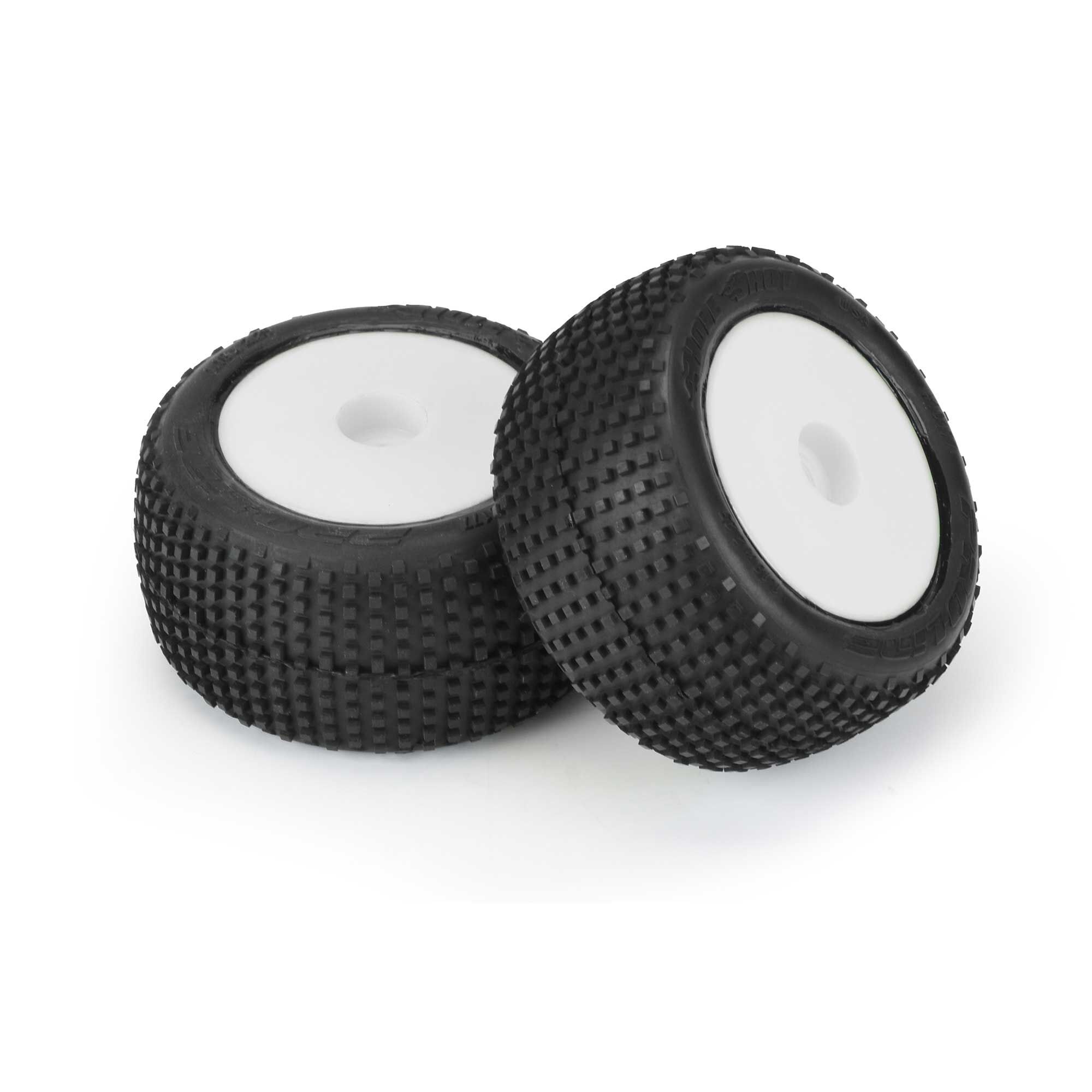 Pro-Line Racing 1/18 Hole Shot Front/Rear Mini-T Tires Mounted 8mm White Wheels (2)