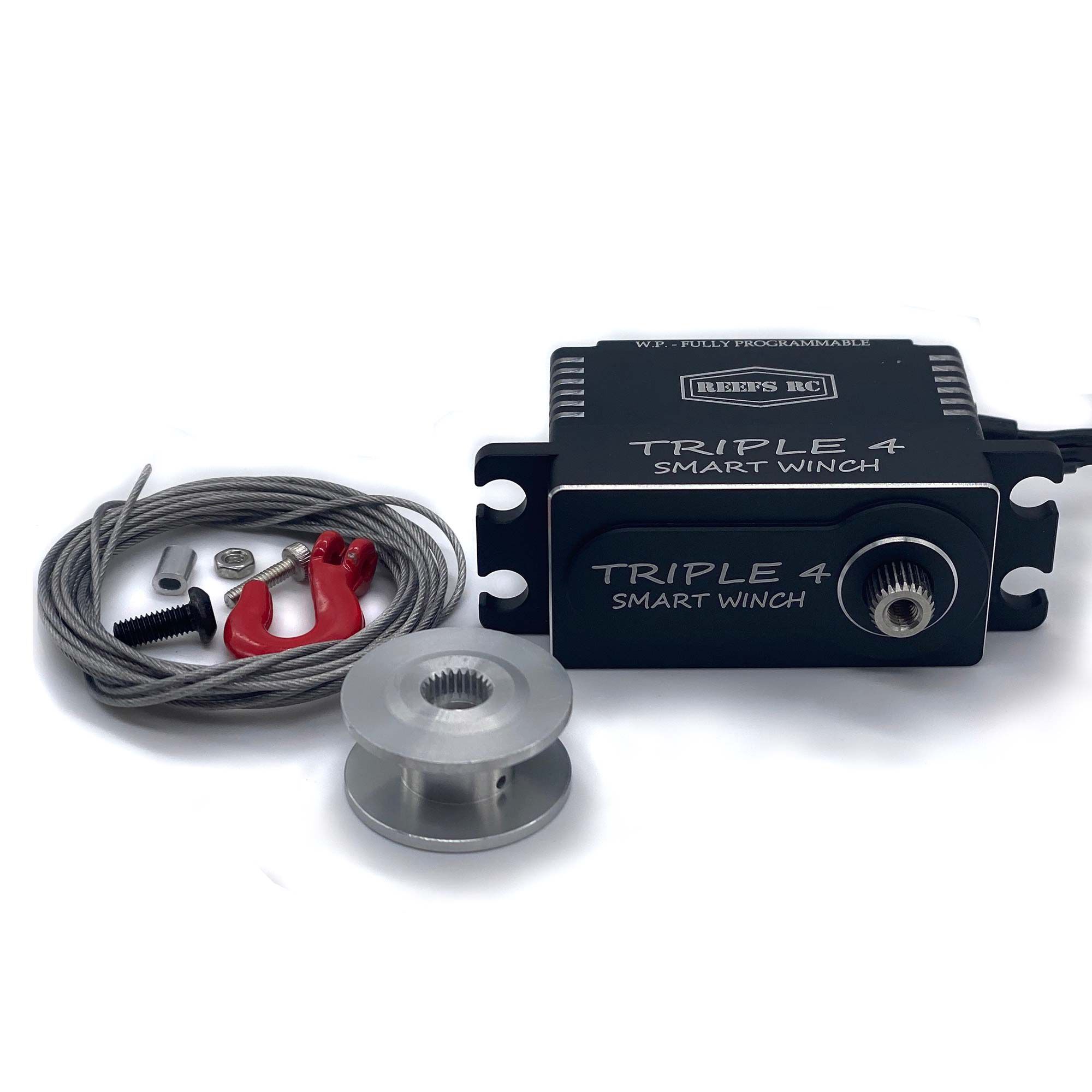 REEFS RC Triple4 Smart Digital Metal Gear Waterproof Programmable Winch Servo, Black