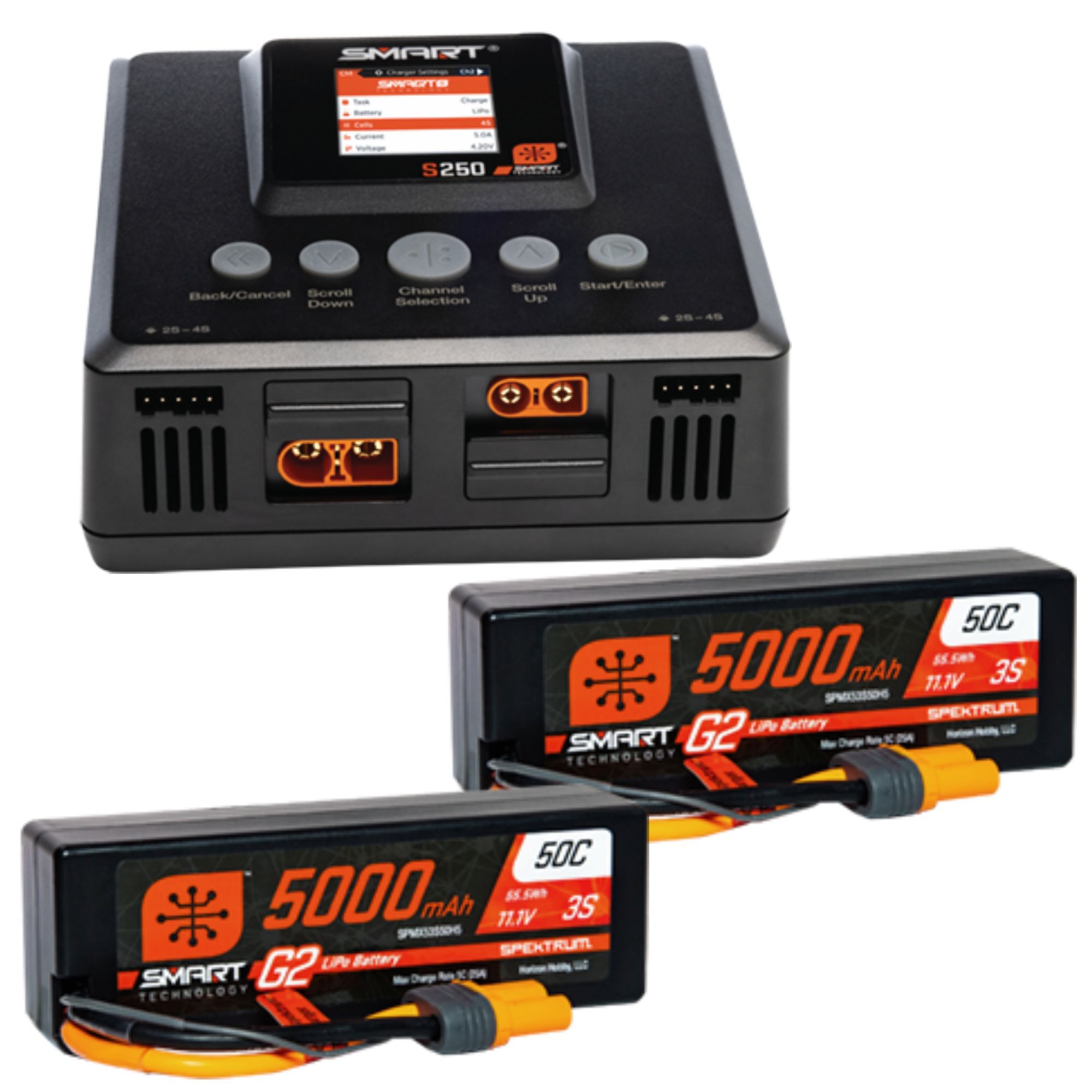 Spektrum Accessories Smart Powerstage 6S Surface Bundle: (2) G2 5000mAh 3S LiPo IC5 & S250 Charger