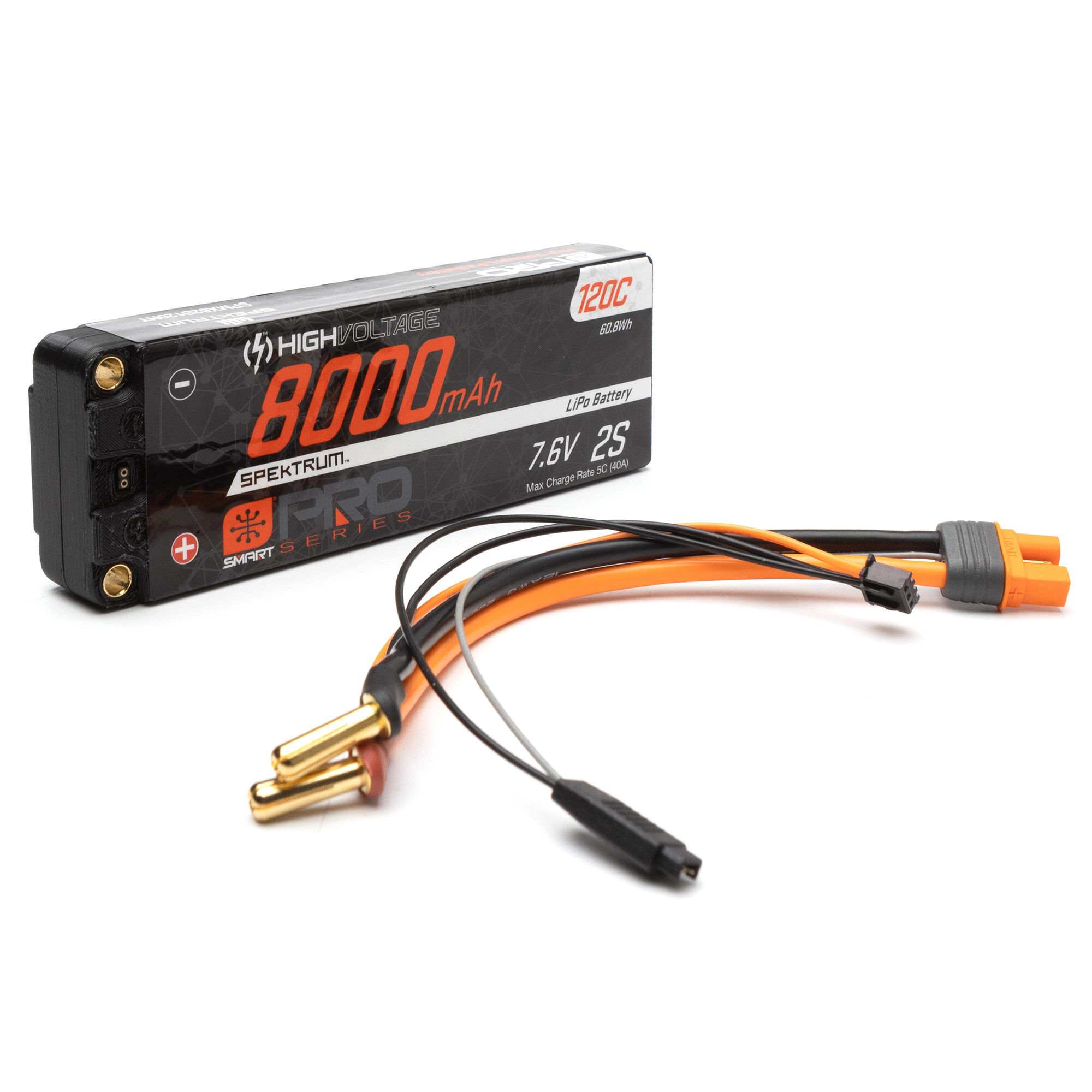 Spektrum Accessories 7.6V 8000mAh 2S 120C Smart Pro Race Hardcase LiHV Battery: Tubes, 5mm