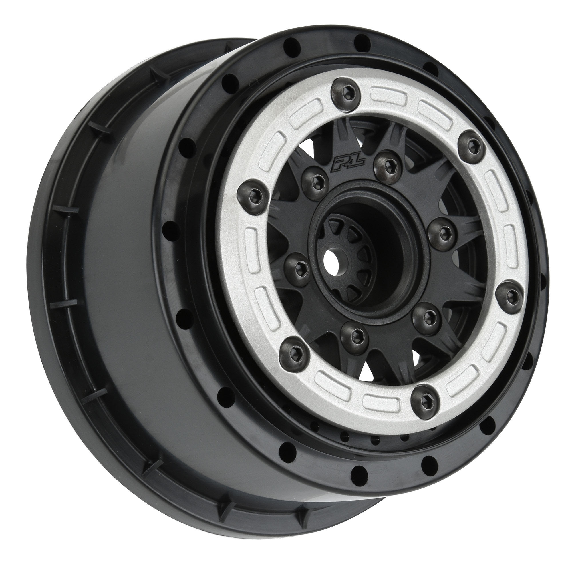 Pro-Line Racing 1/10 Raid Bead-Loc Fr/Rr 2.2"/3.0" 12 & 14mm SC Wheels (2) Silvr/Blk