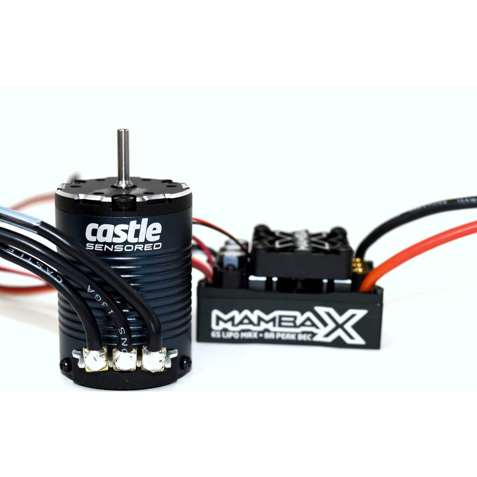 Castle Creations Mamba X Waterproof ESC/1406-1900Kv Sensored Brushless Motor Combo: 4mm Bullet