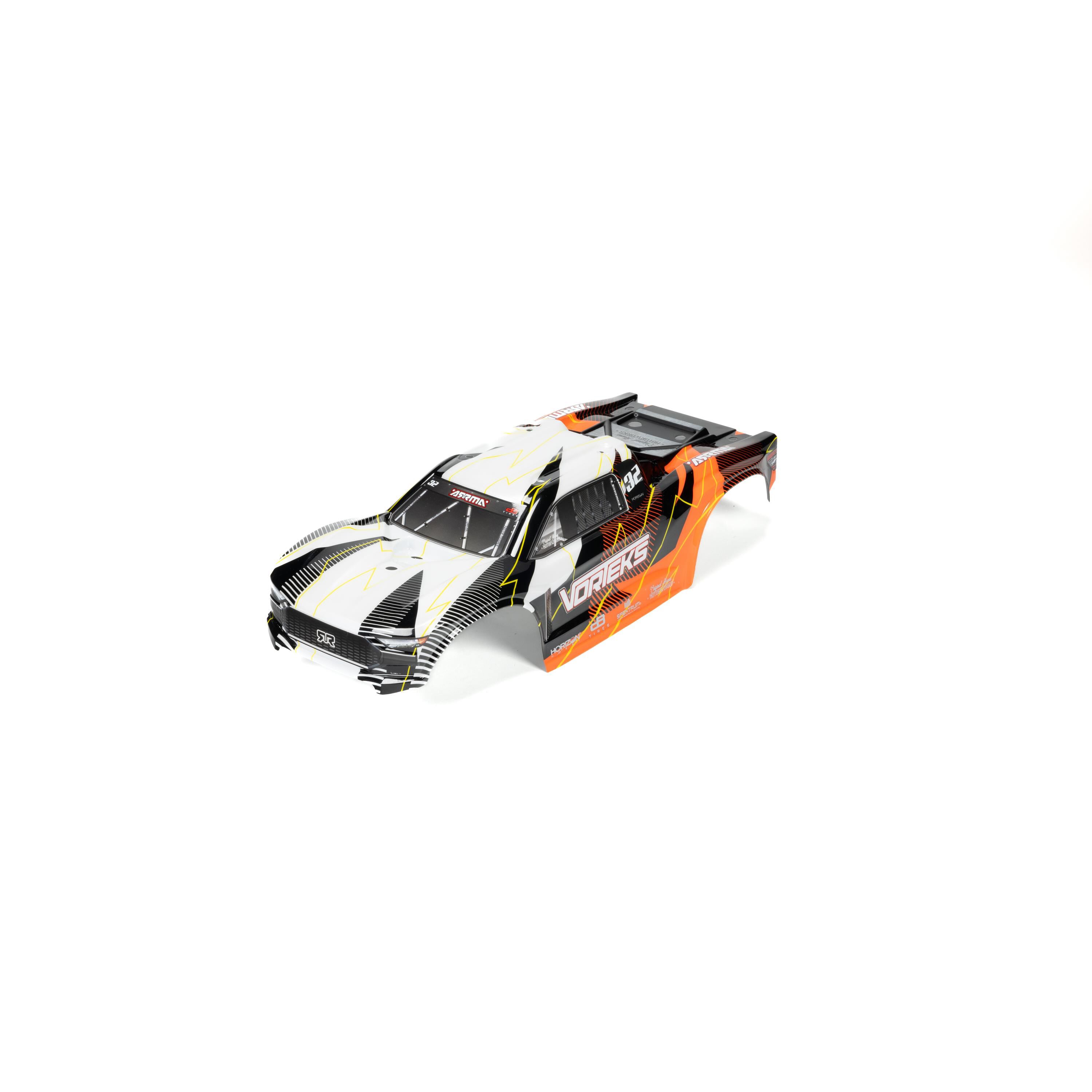 ARRMA 1/10 Clipless Painted Trimmed Body Set with Decals, Orange: VORTEKS 2WD