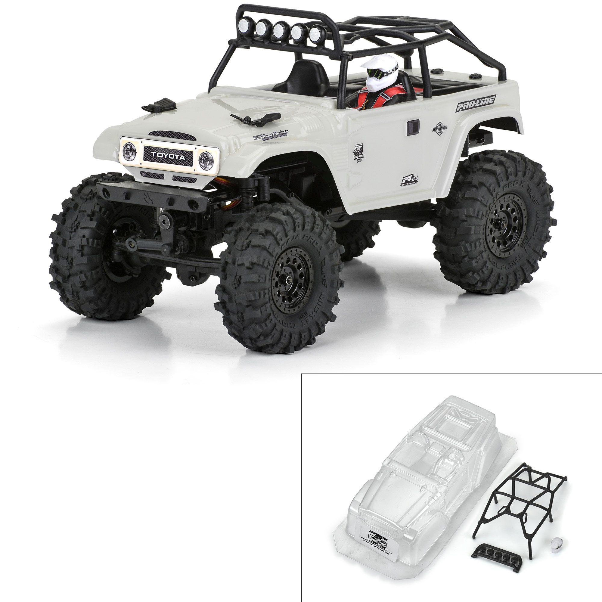 Pro-Line Racing 1/24 1979 Toyota Land Cruiser FJ40 Clear Body with Trail Cage: SCX24