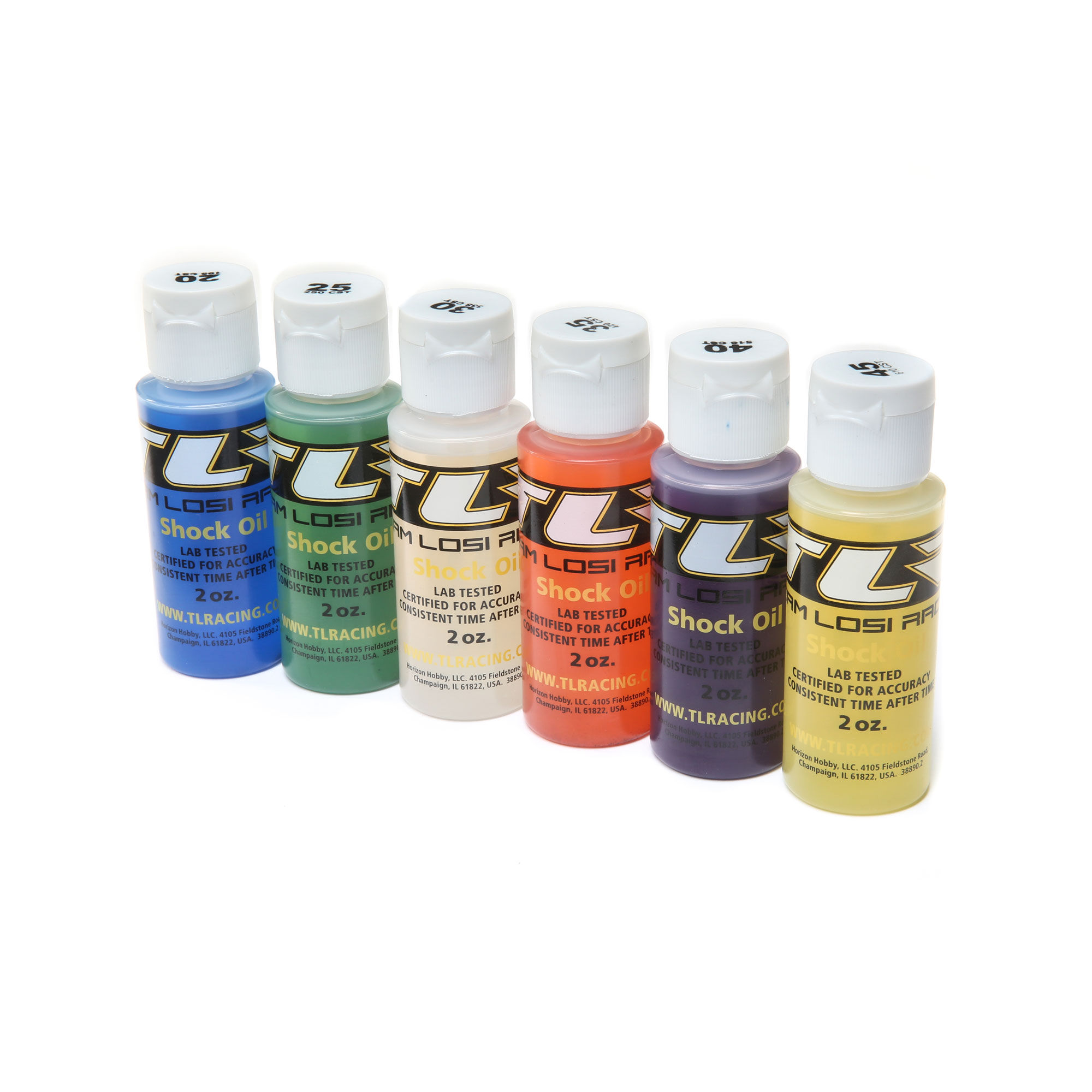 Team Losi Racing Shock Oil, 6Pk, 20, 25, 30, 35, 40, 45, 2oz