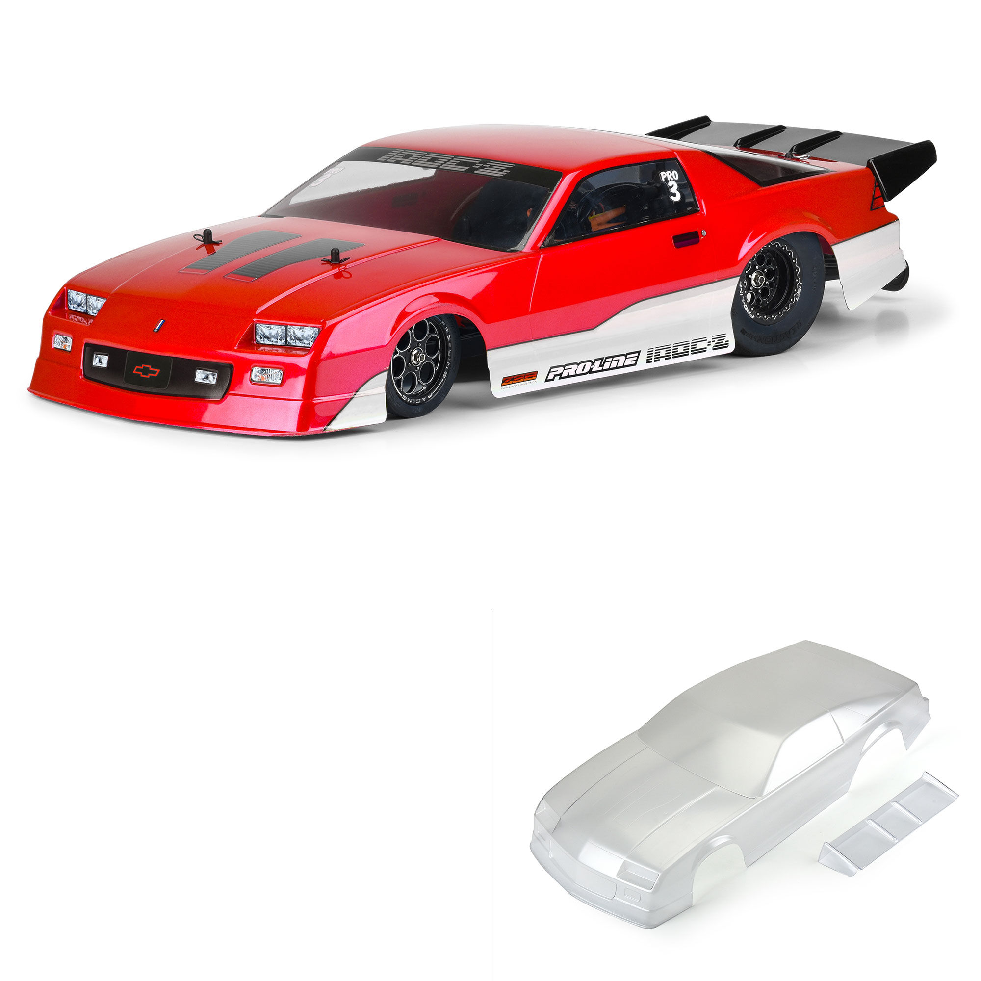 Pro-Line Racing 1/10 Pre-Cut 1985 Chevy Camaro IROC-Z Clear Body: 22S Drag Car