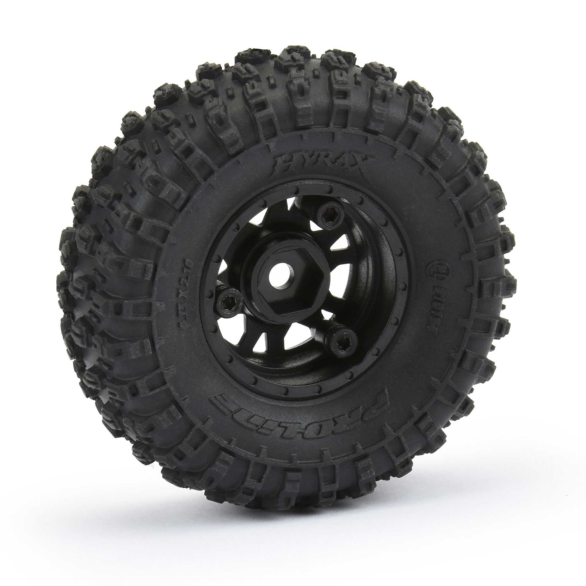 Pro-Line Racing 1/24 Hyrax Front/Rear 1.0" Tires Mounted 7mm Black Impulse (4): SCX24