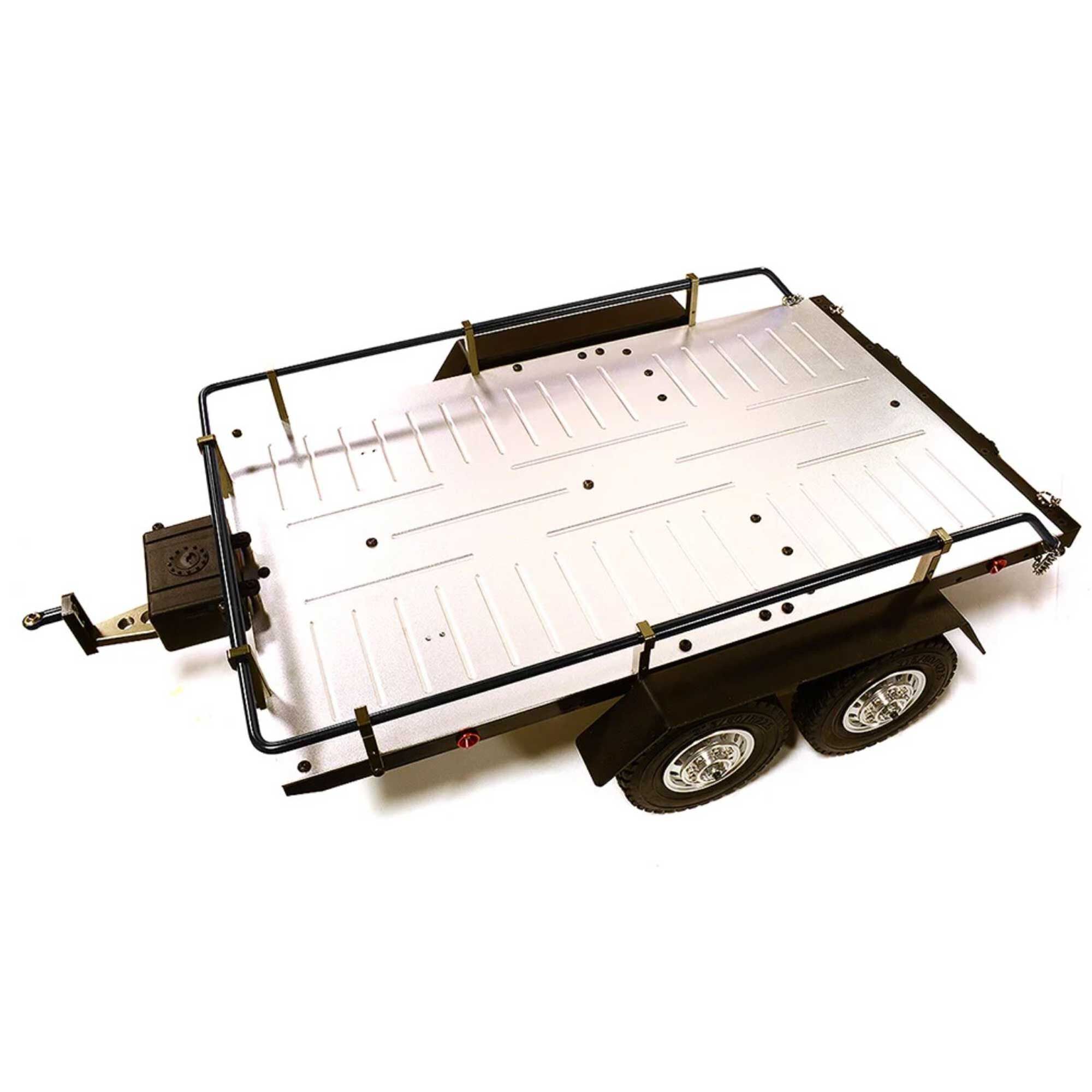 Integy Alloy Flatbed Dual Axle Car Trailer, Black and Silver: 1/10 RC